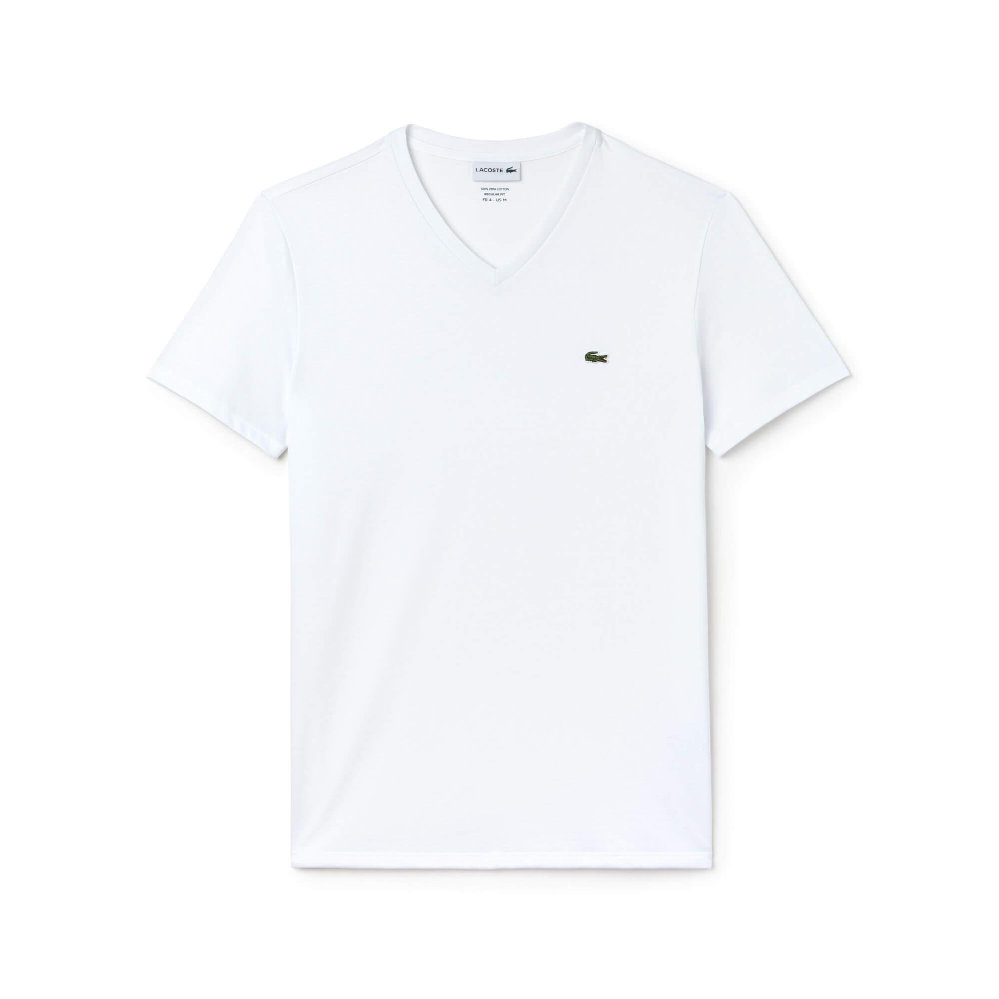 Lacoste Erkek Regular Fit V yaka Beyaz T-Shirt