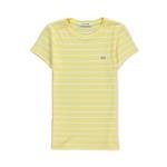 Lacoste Kadın Slim Fit Bisiklet Yaka Çizgili Sarı T-Shirt