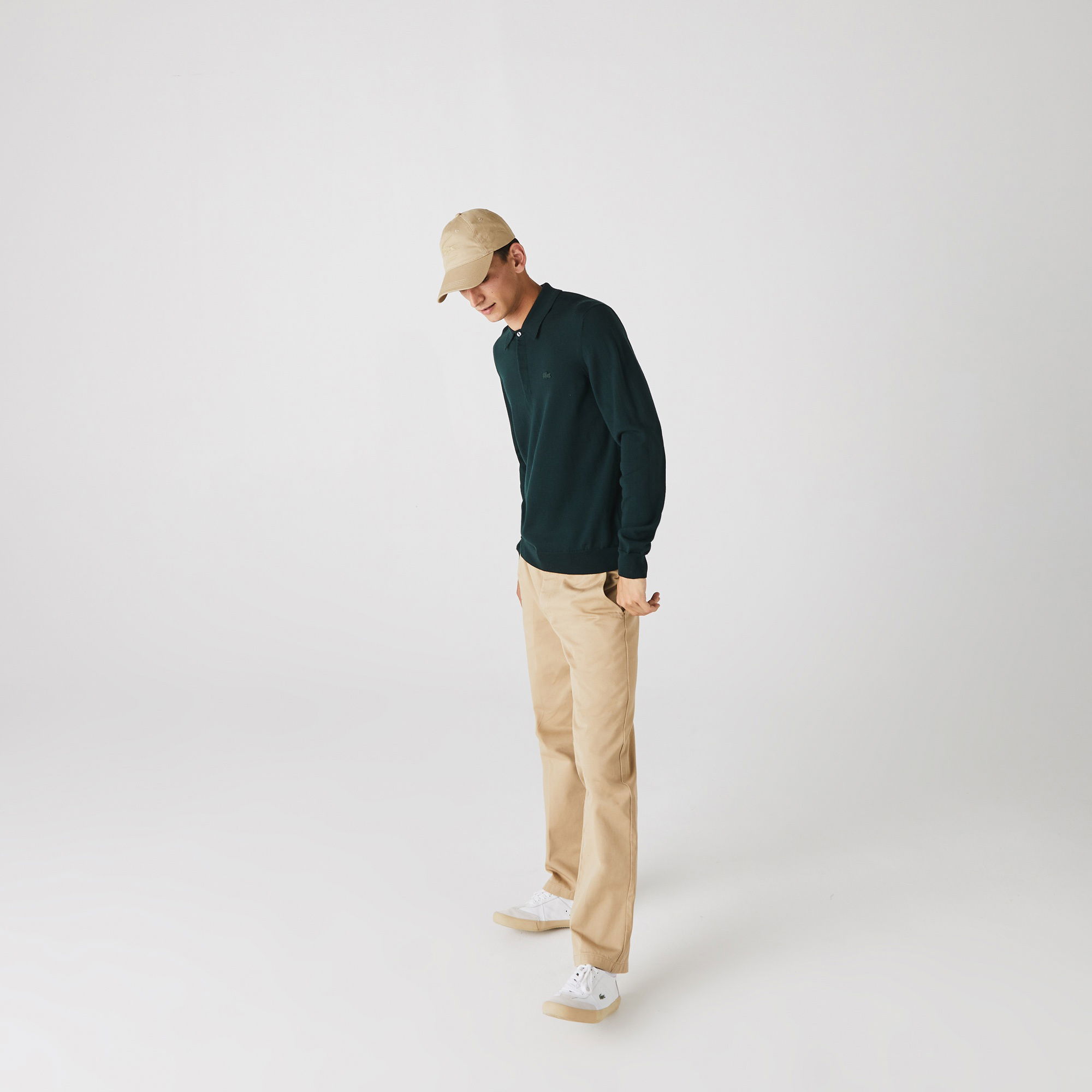 Lacoste Erkek Regular Fit Polo Yaka Yeşil Kazak