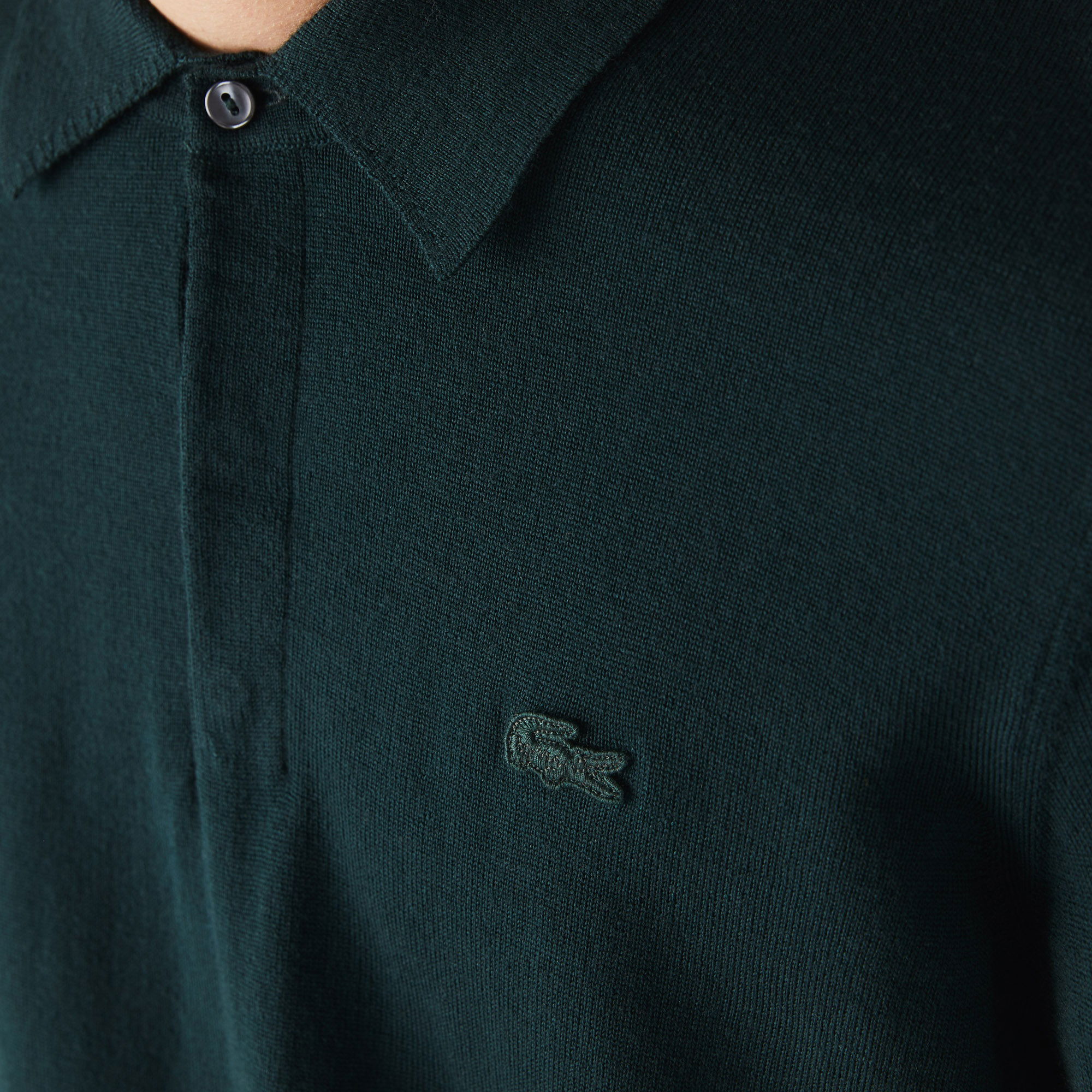 Lacoste Erkek Regular Fit Polo Yaka Yeşil Kazak