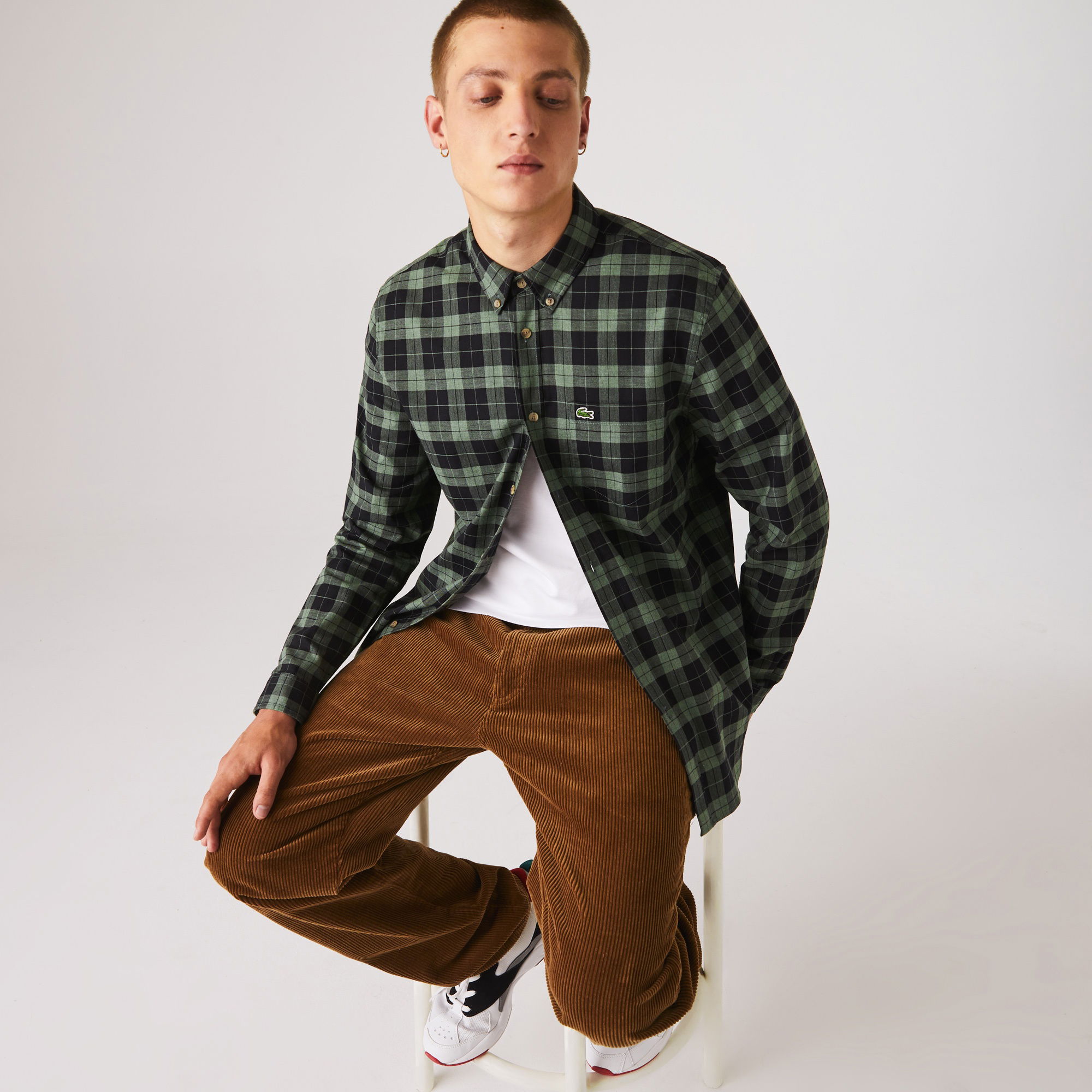 Lacoste Erkek Regular Fit Ekose Yeşil Gömlek