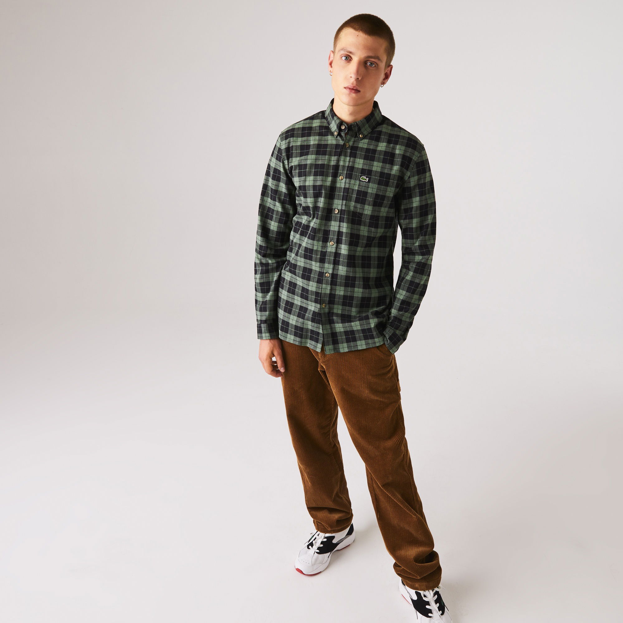Lacoste Erkek Regular Fit Ekose Yeşil Gömlek