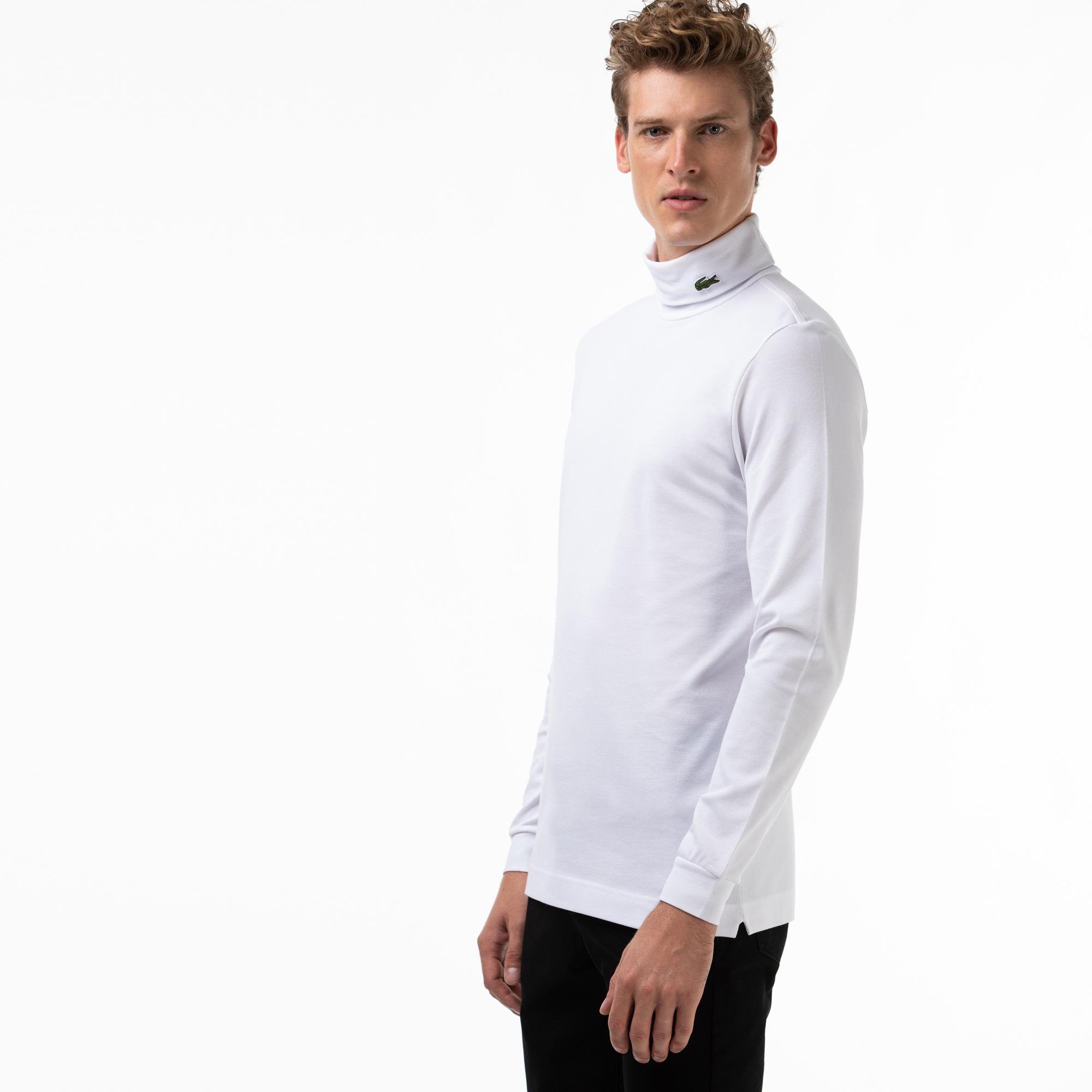 Lacoste Erkek Regular Fit Uzun Kollu Boğazlı Yaka Beyaz T-Shirt