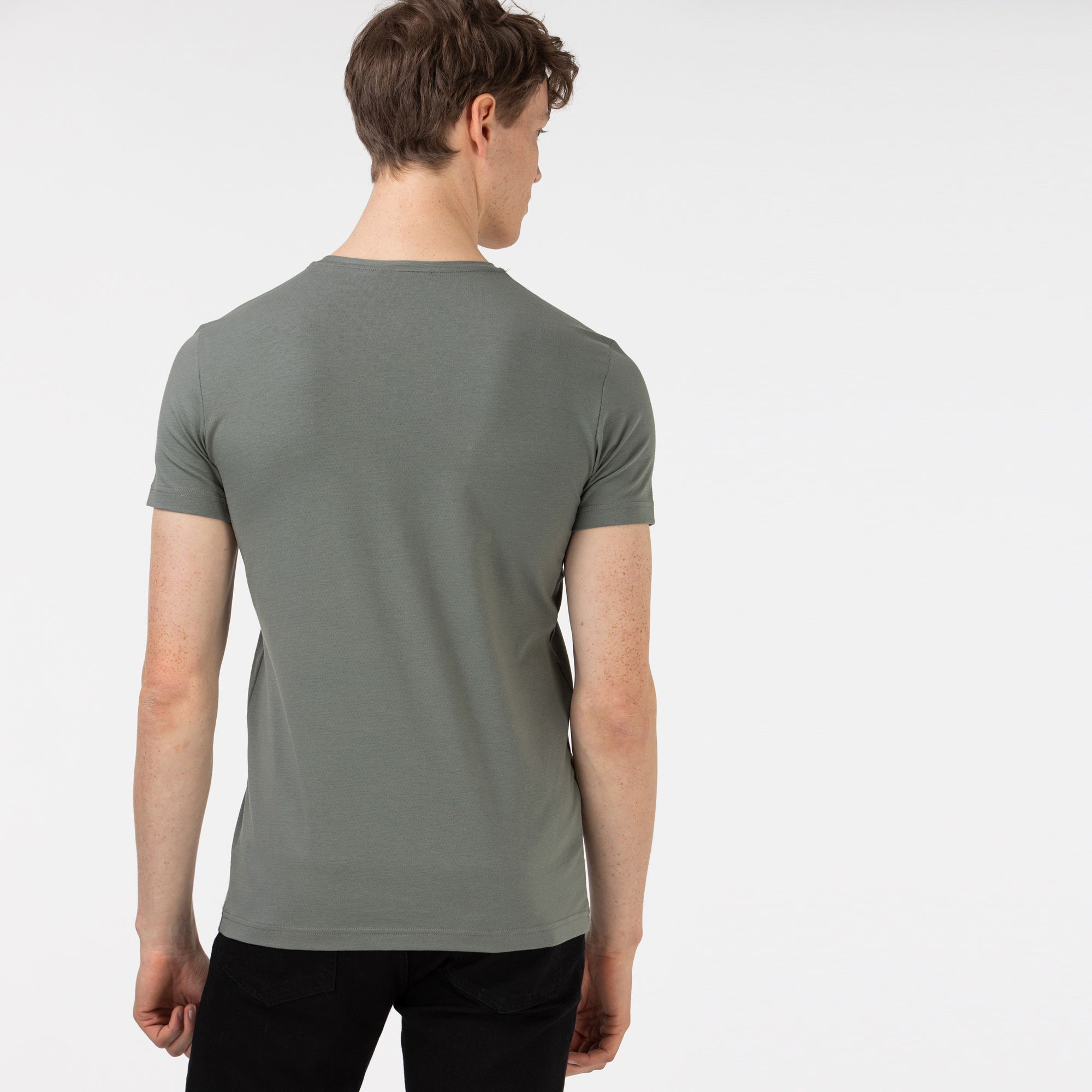 Lacoste Erkek Slim Fit Bisiklet Yaka Haki T-Shirt