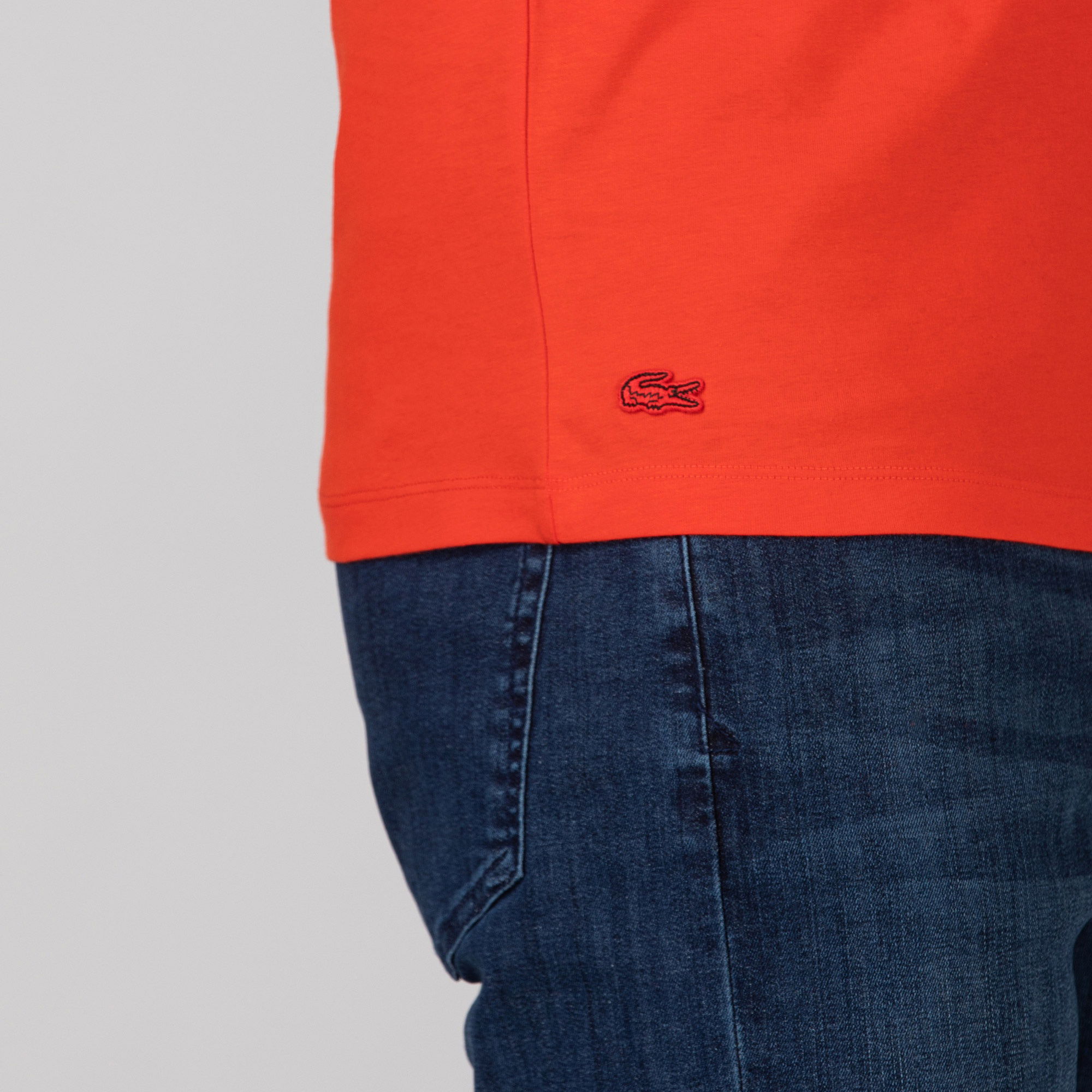 Lacoste Erkek Bisiklet Yaka Baskılı Kırmızı T-Shirt