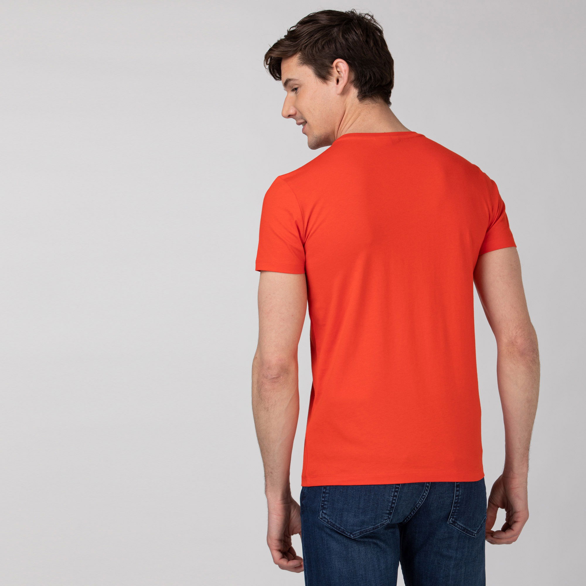 Lacoste Erkek Bisiklet Yaka Baskılı Kırmızı T-Shirt