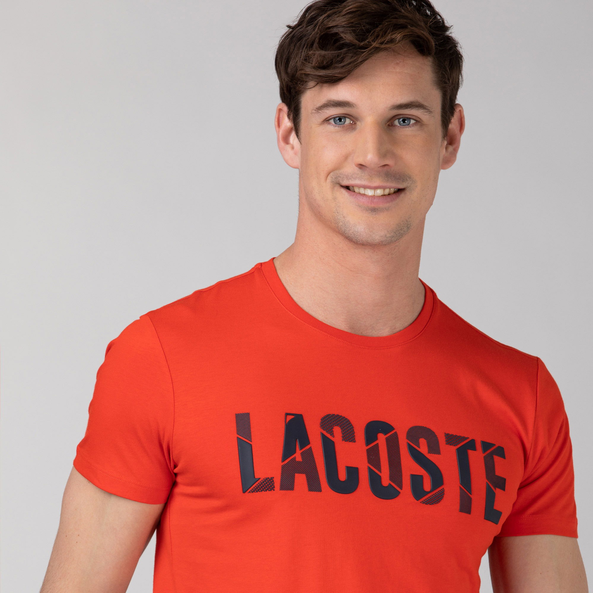 Lacoste Erkek Bisiklet Yaka Baskılı Kırmızı T-Shirt