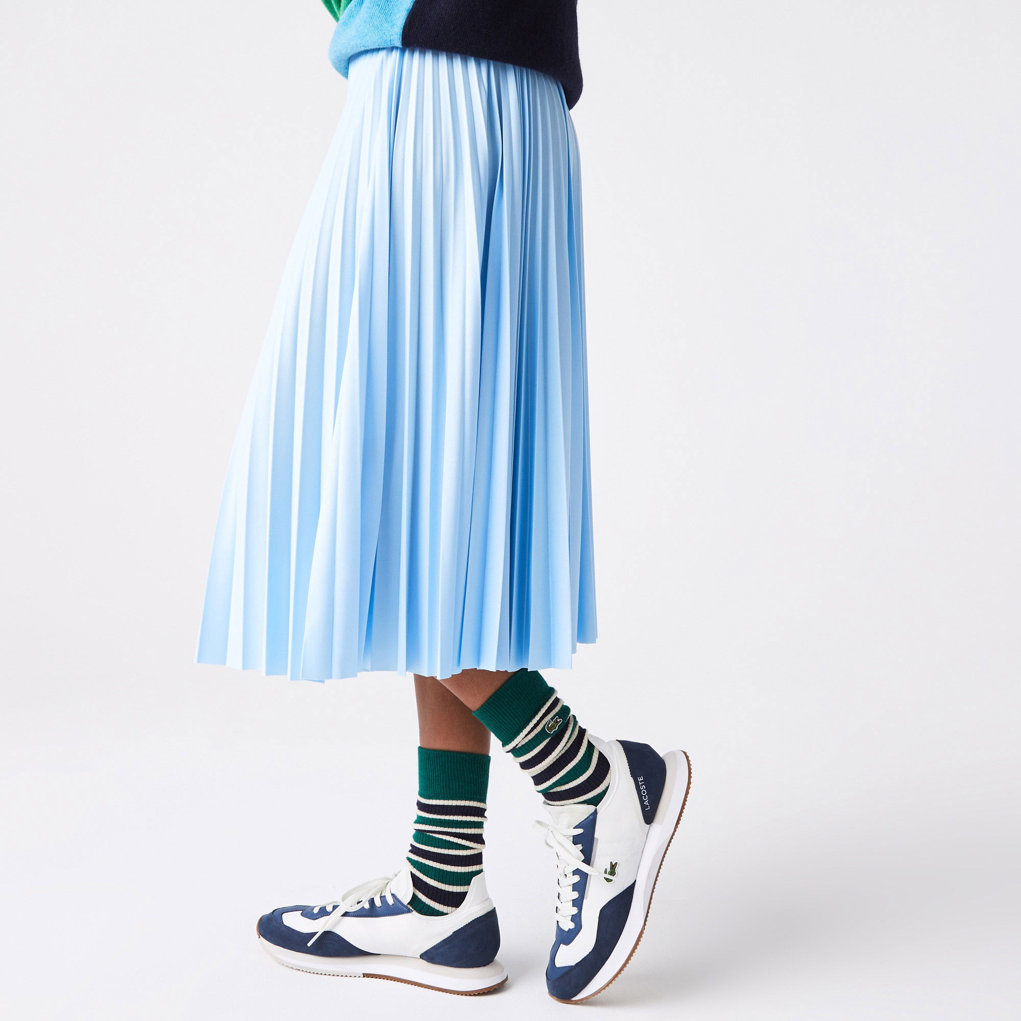 Lacoste Kadın Loose Fit Pileli Mavi Etek