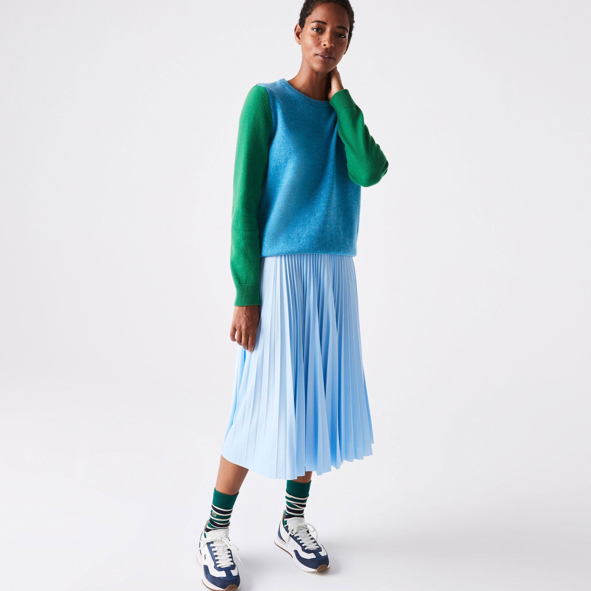 Lacoste Kadın Loose Fit Pileli Mavi Etek