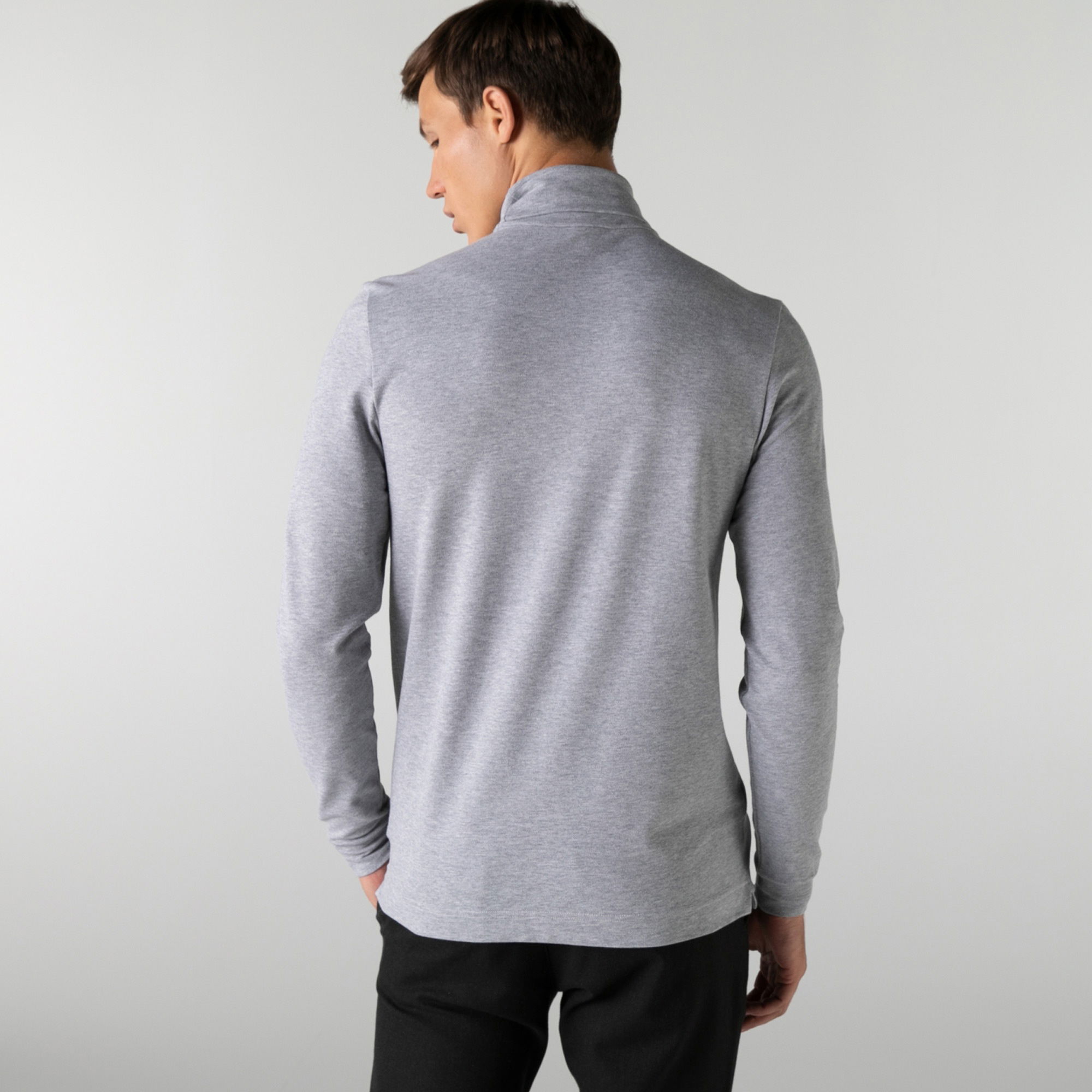Lacoste Erkek Regular Fit Uzun Kollu Boğazlı Yaka Gri T-Shirt