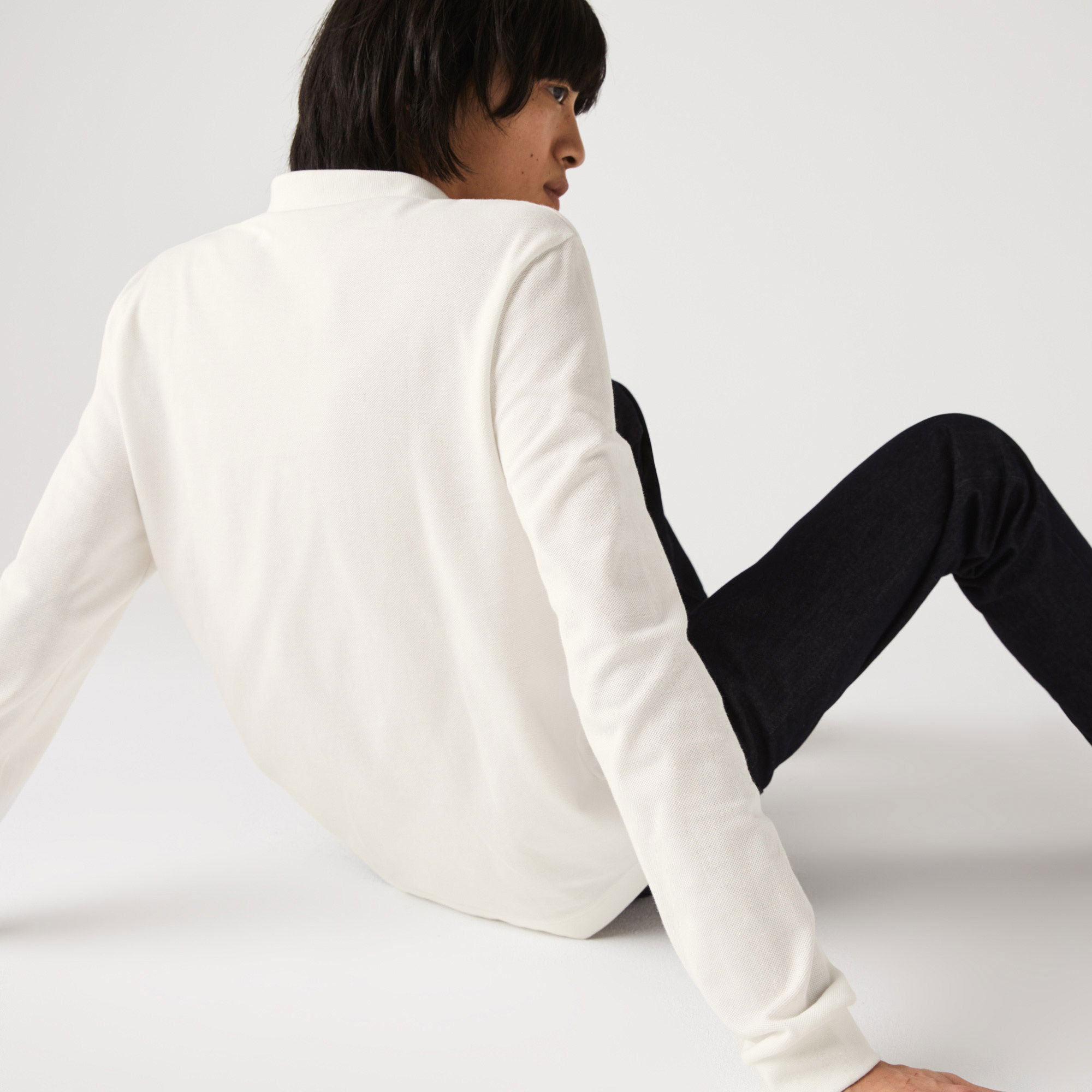 Lacoste Erkek Regular Fit Uzun Kollu Çizgili Beyaz Polo
