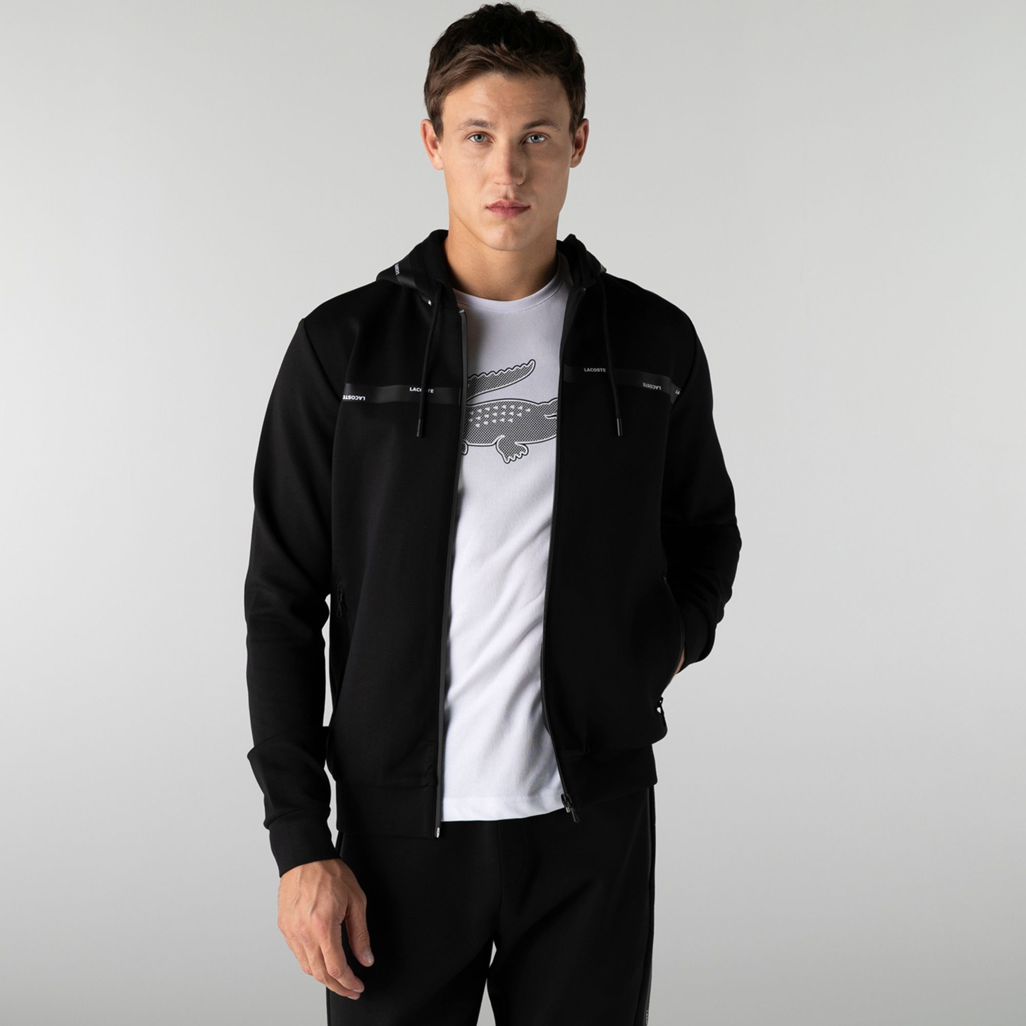 Lacoste Erkek Regular Fit Kapüşonlu Siyah Sweatshirt