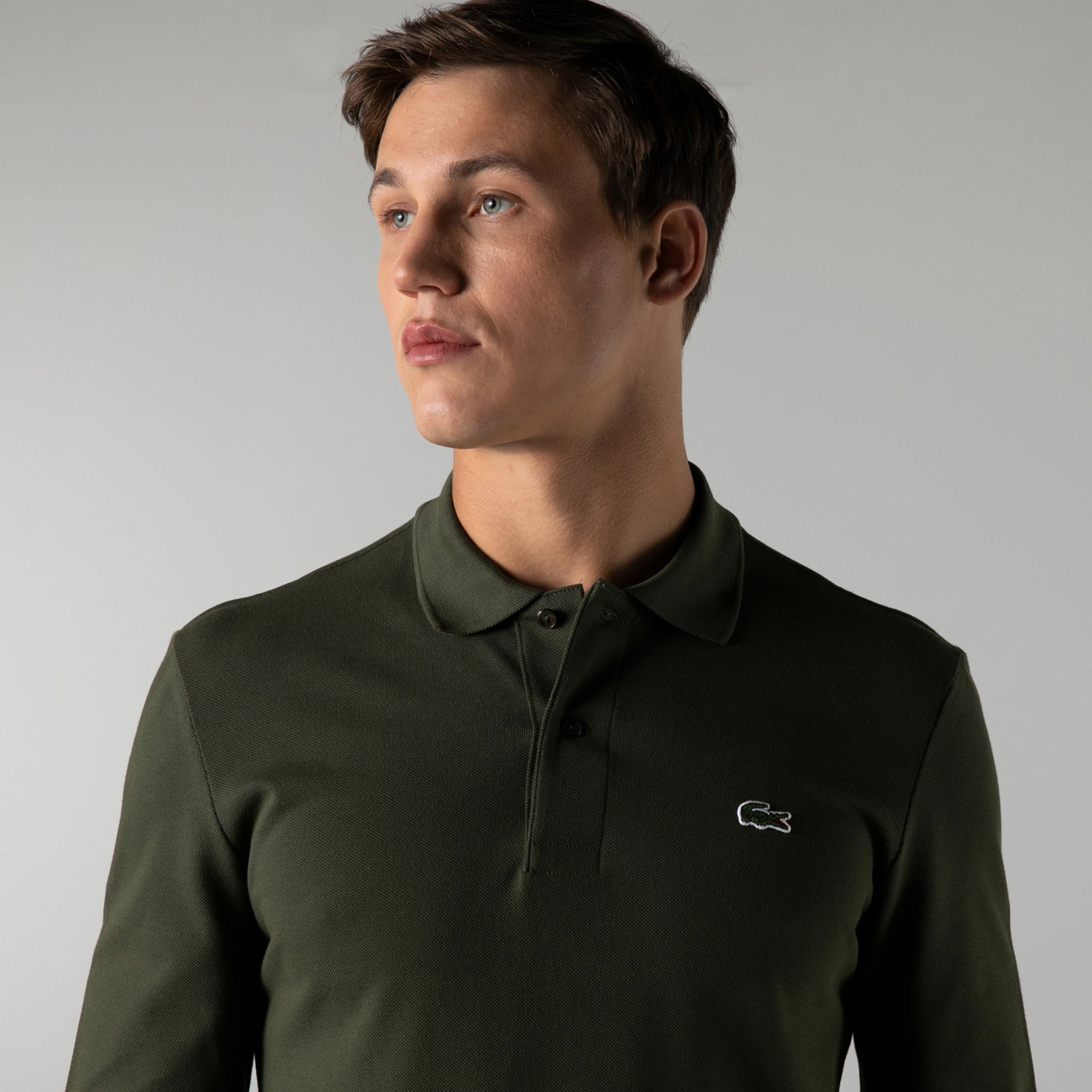 Lacoste Erkek Classic Fit Uzun Kollu Haki Polo