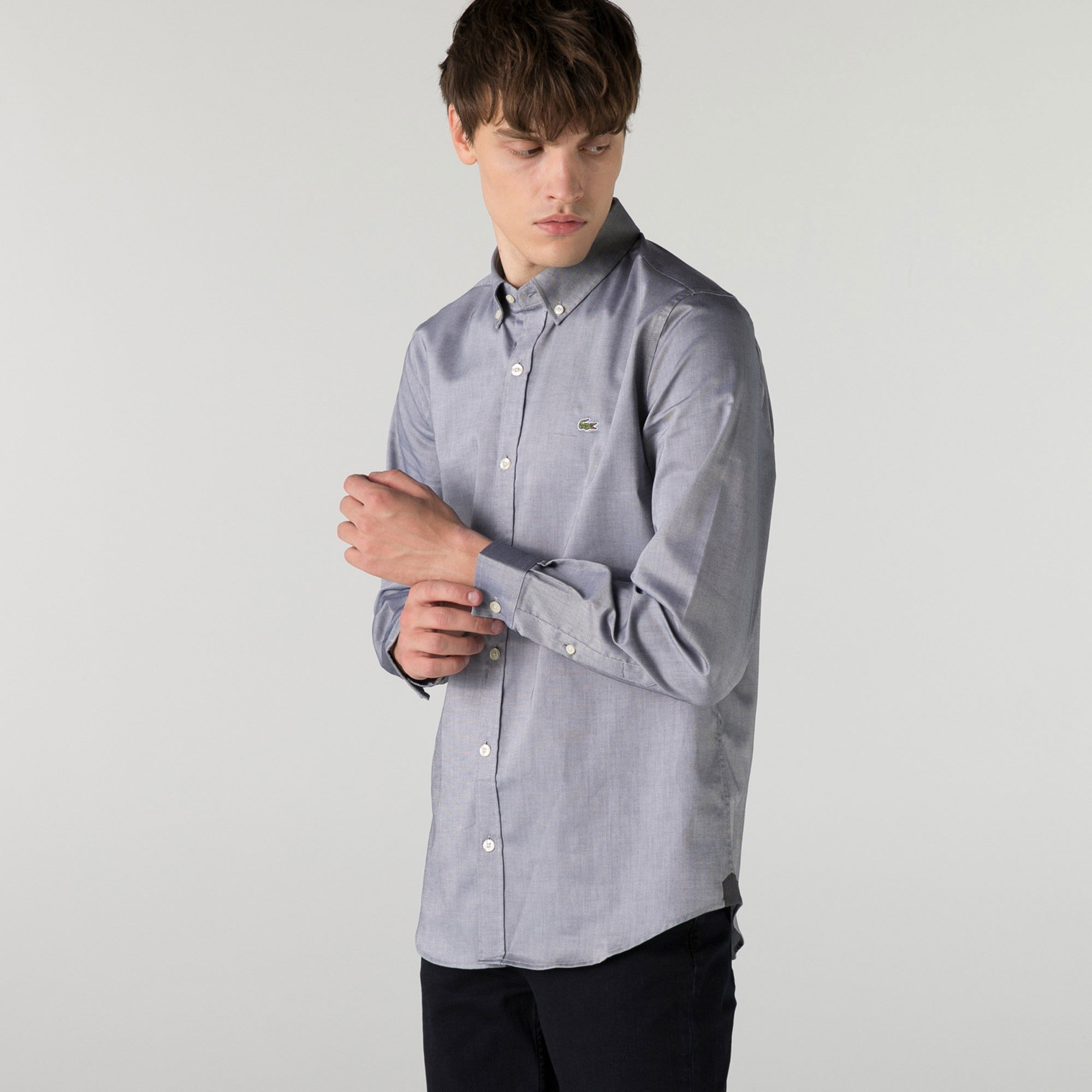 Lacoste Erkek Slim Fit Gri Gömlek