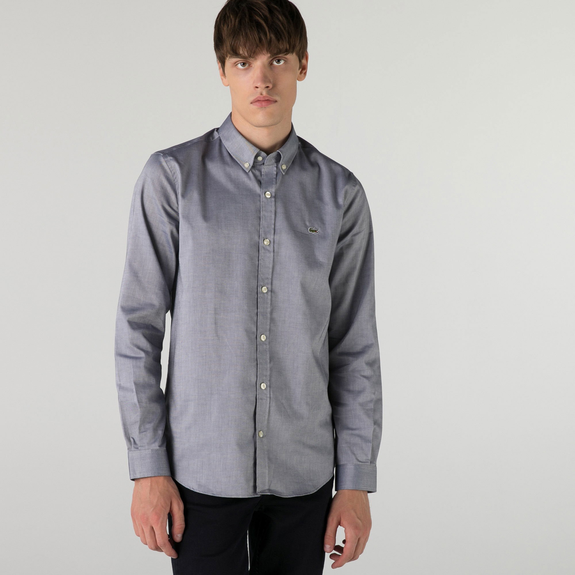 Lacoste Erkek Slim Fit Gri Gömlek