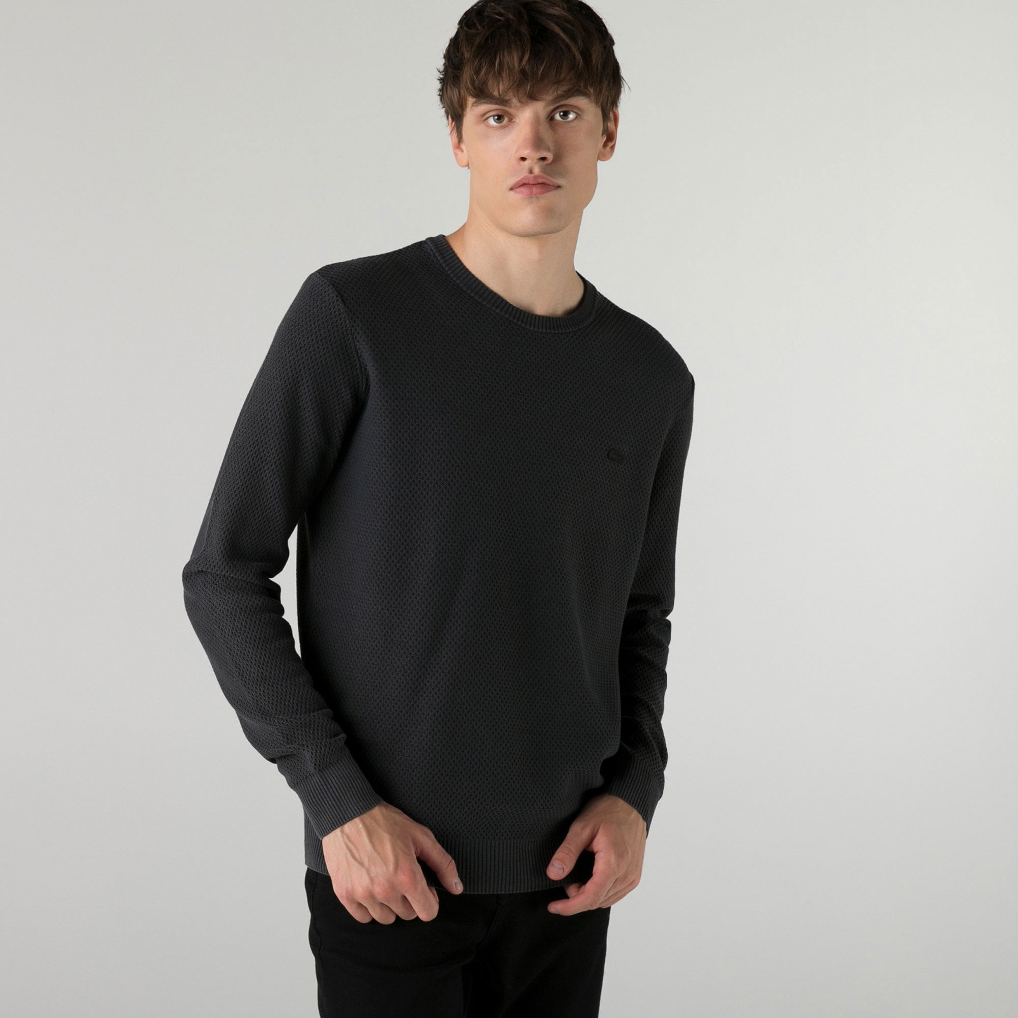 Lacoste Erkek Regular Fit Bisiklet Yaka Siyah Kazak