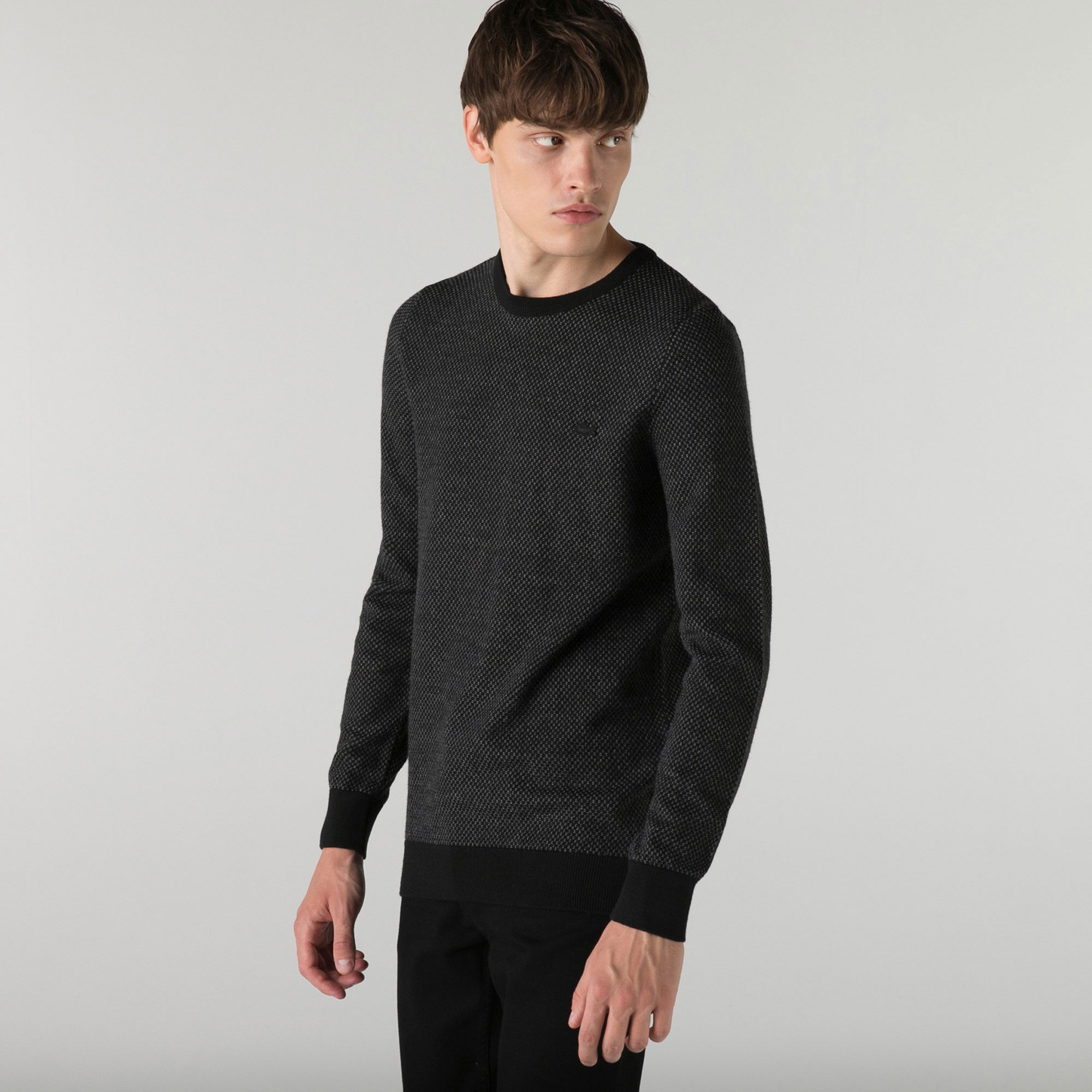 Lacoste Erkek Regular Fit Bisiklet Yaka Siyah Kazak