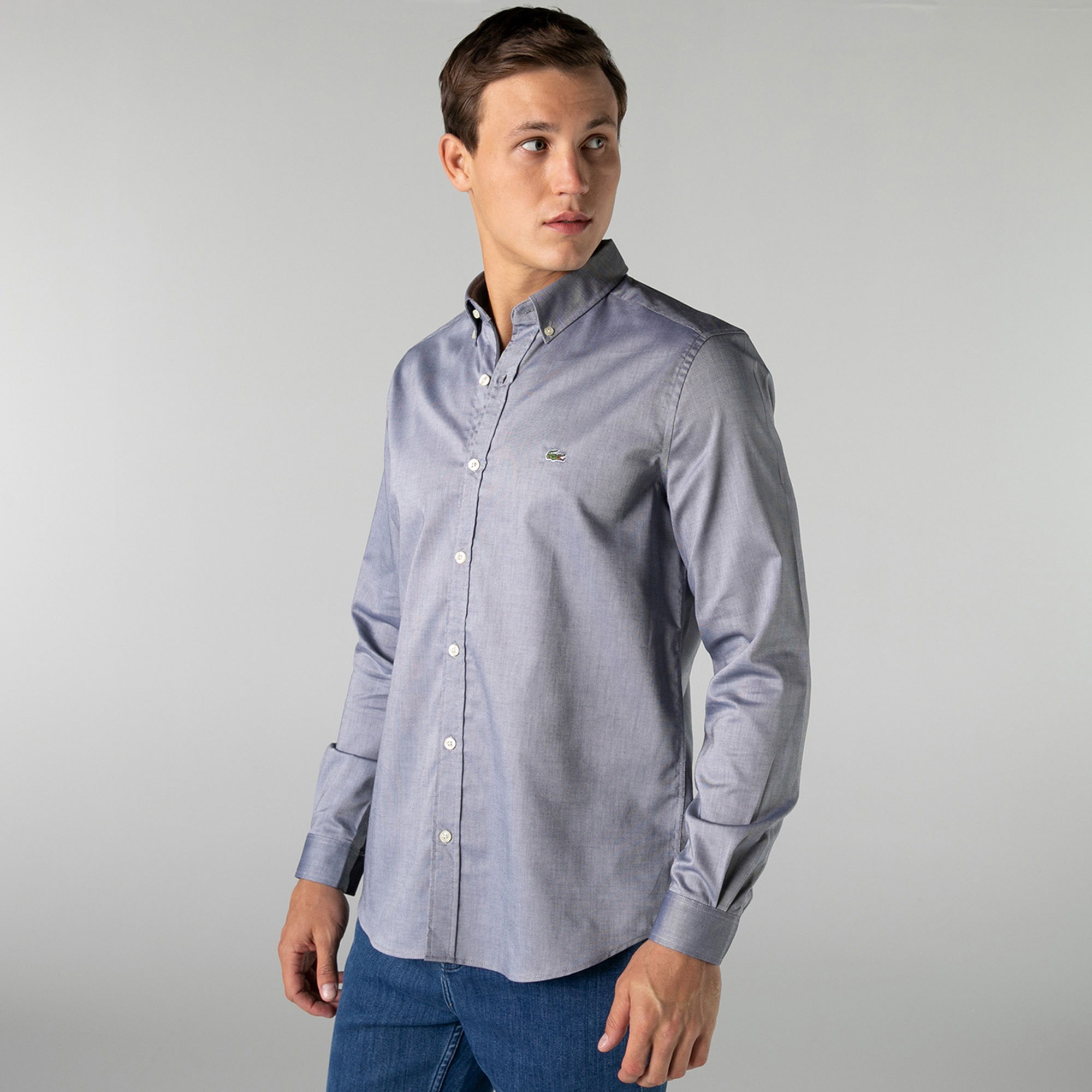 Lacoste Erkek Regular Fit Düğmeli Yaka Lacivert Gömlek