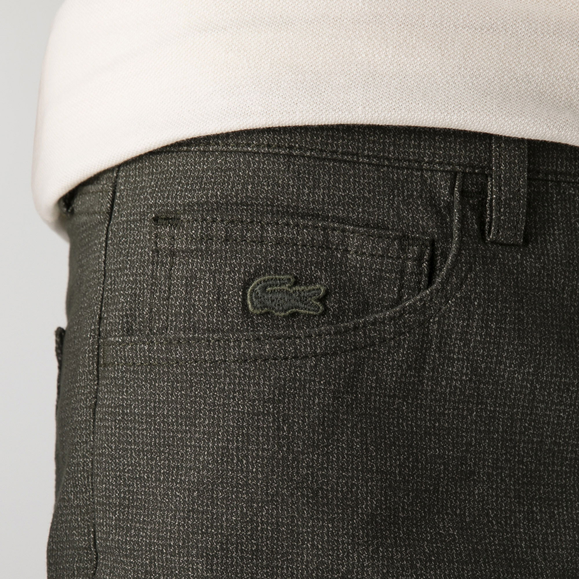 Lacoste Erkek Slim Fit Desenli Haki Pantolon