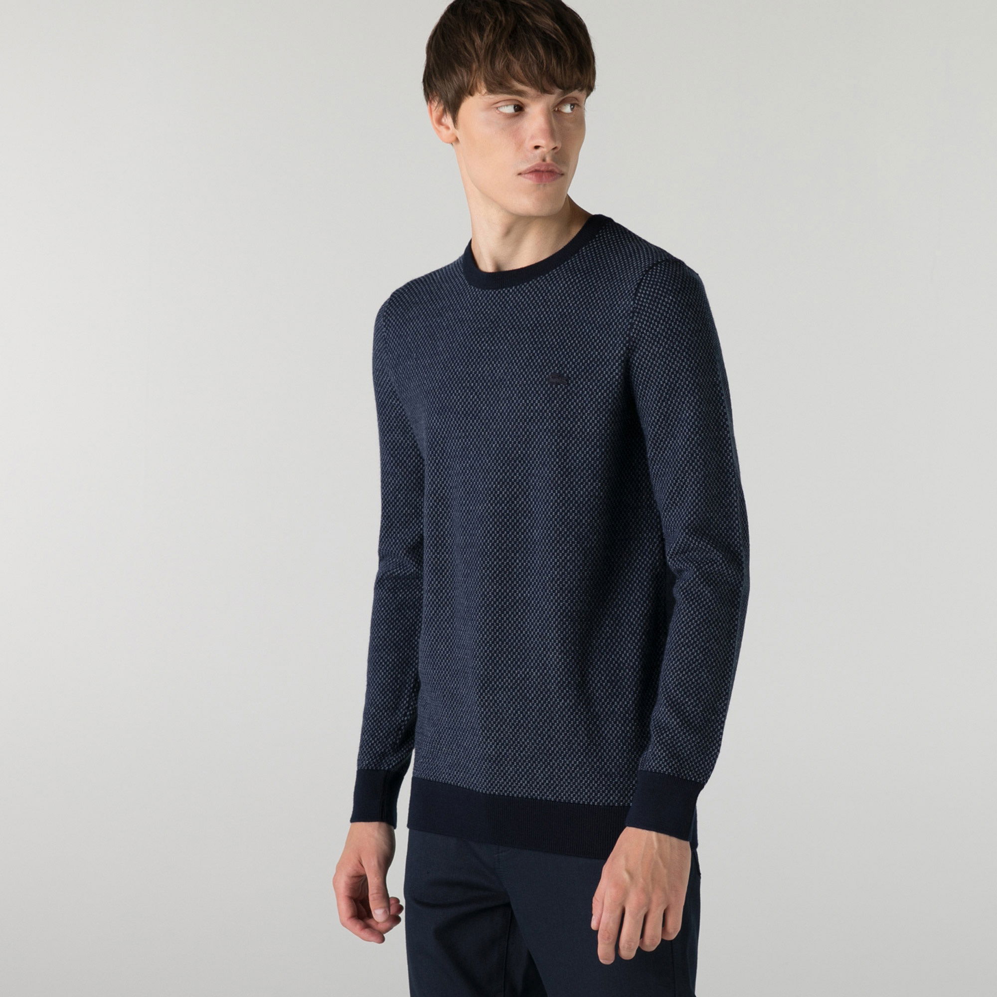 Lacoste Erkek Regular Fit Bisiklet Yaka Lacivert Kazak