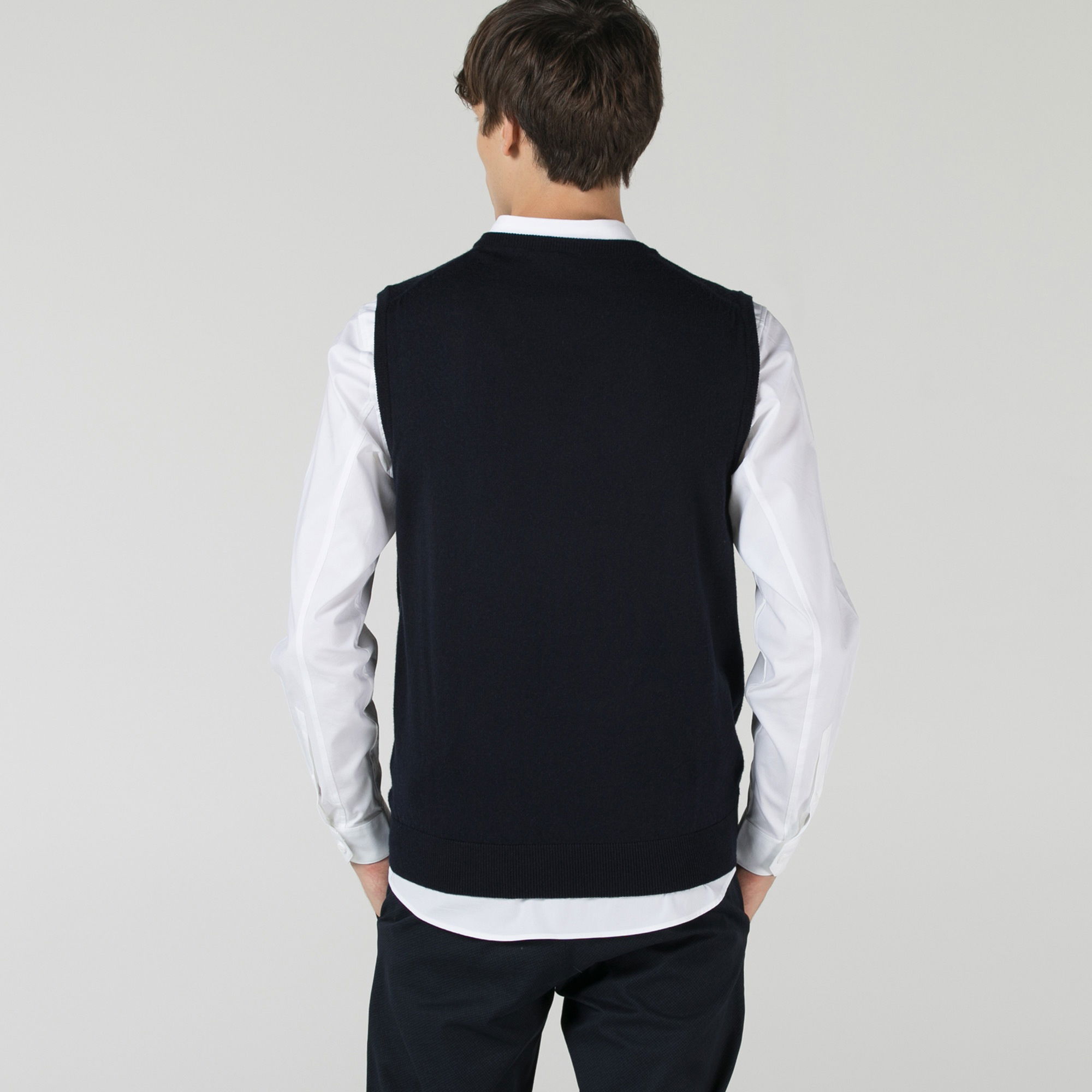 Lacoste Erkek V Yaka Yün Lacivert Süveter