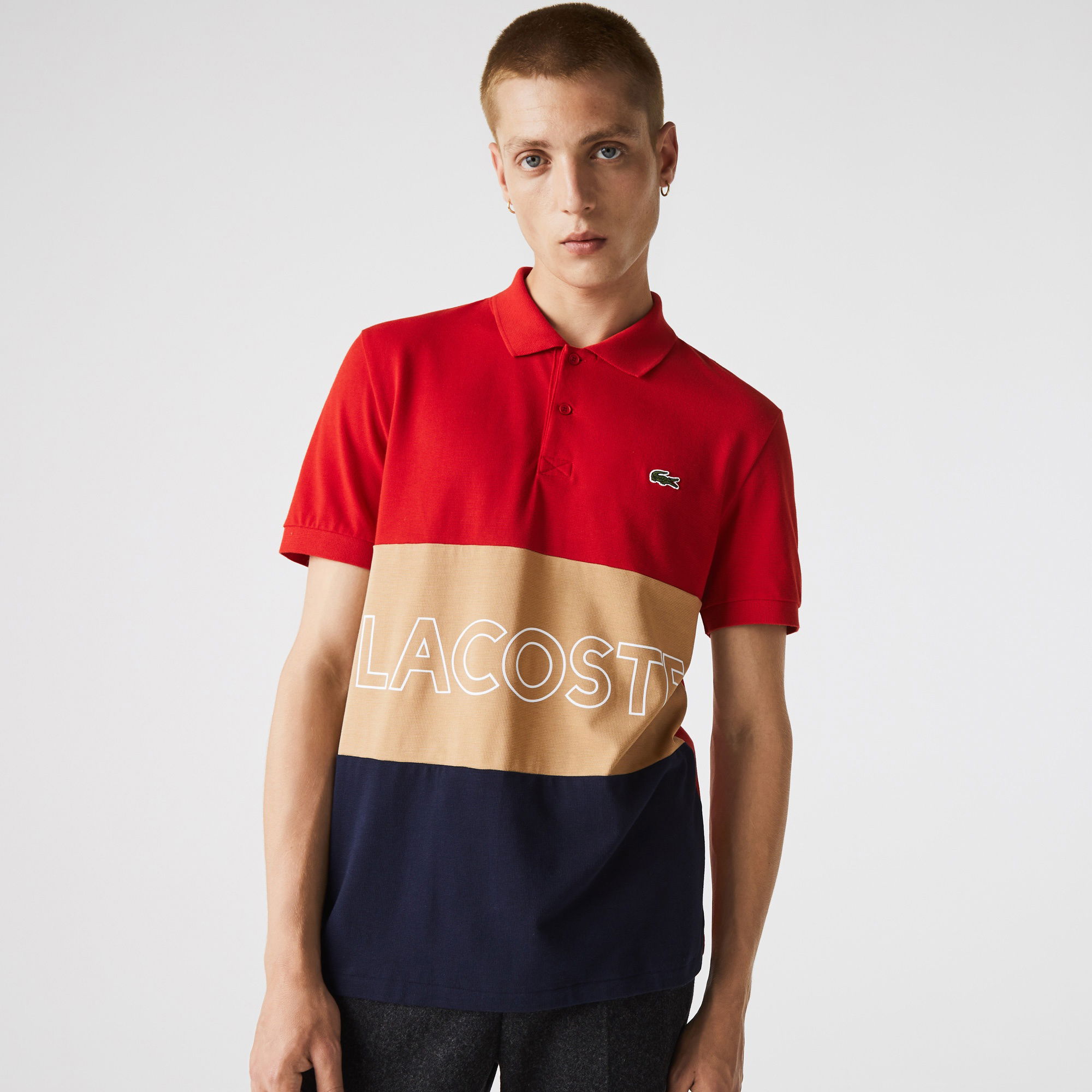 Lacoste Erkek Regular Fit Renk Bloklu Kırmızı Polo