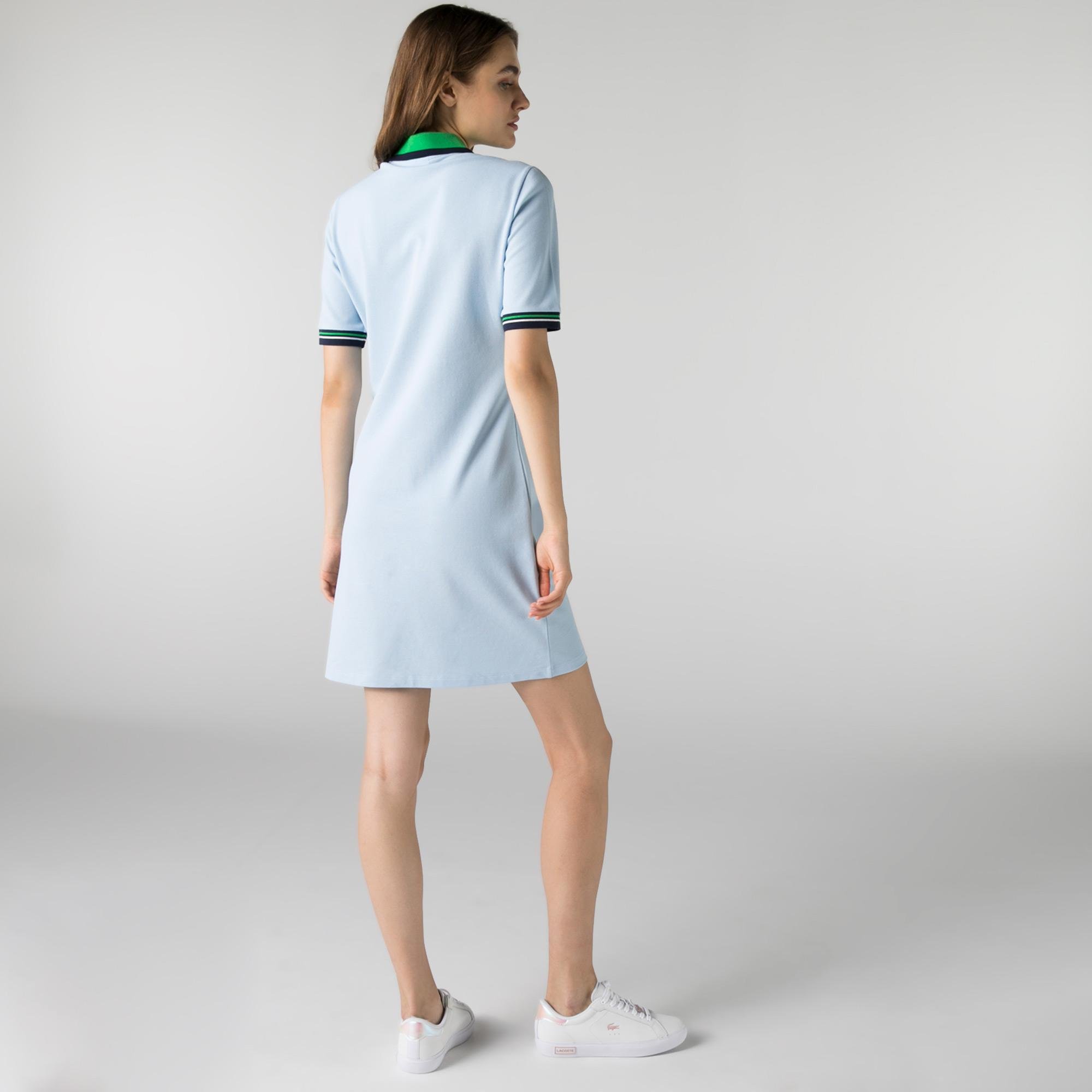 Lacoste Kadın Kısa Kollu Polo Yaka Slim Fit Mavi Elbise