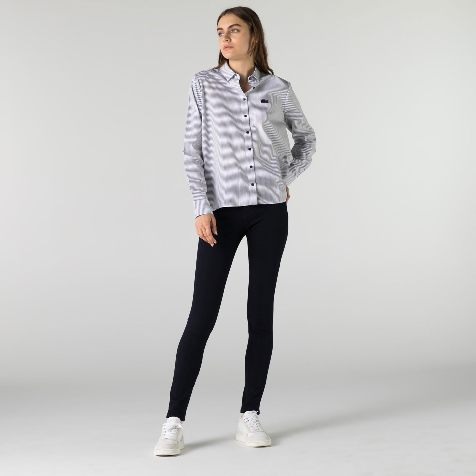 Lacoste Kadın Slim Fit Lacivert Denim Pantolon