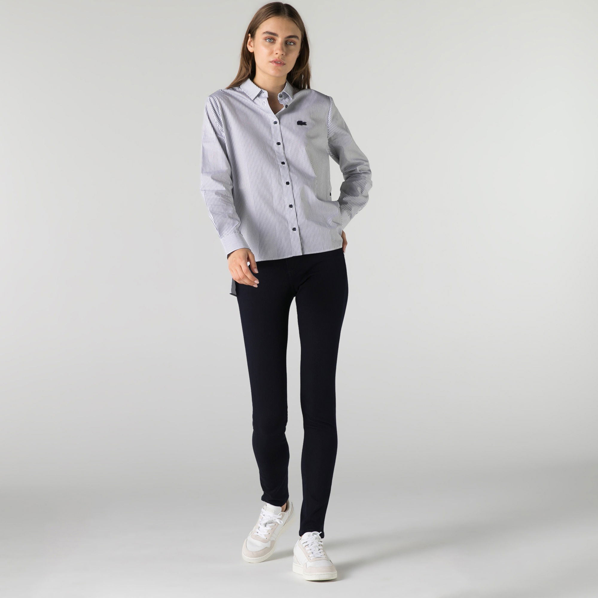 Lacoste Kadın Slim Fit Lacivert Denim Pantolon