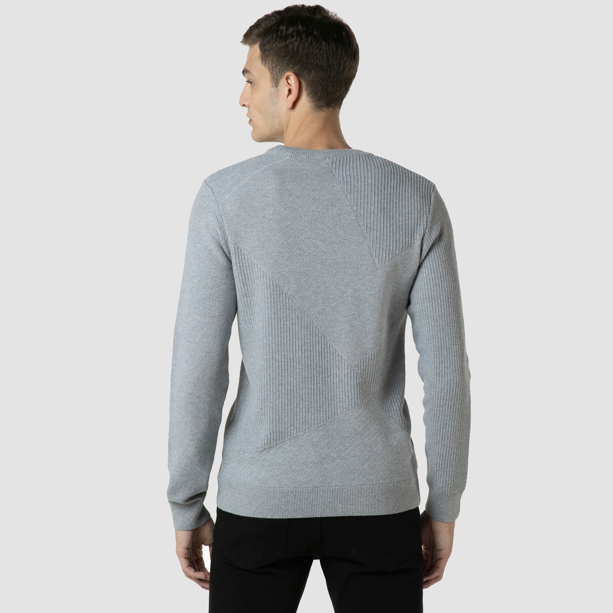 Lacoste Erkek Regular Fit Bisiklet Yaka Renk Bloklu Gri Kazak