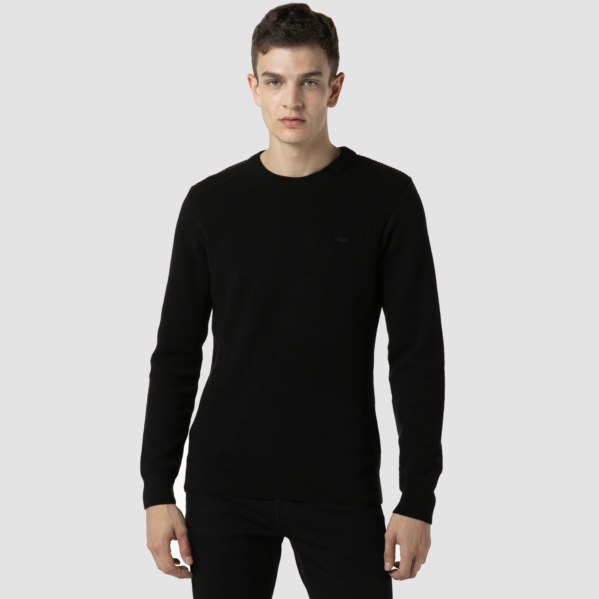 Lacoste Erkek Regular Fit Bisiklet Yaka Siyah Kazak