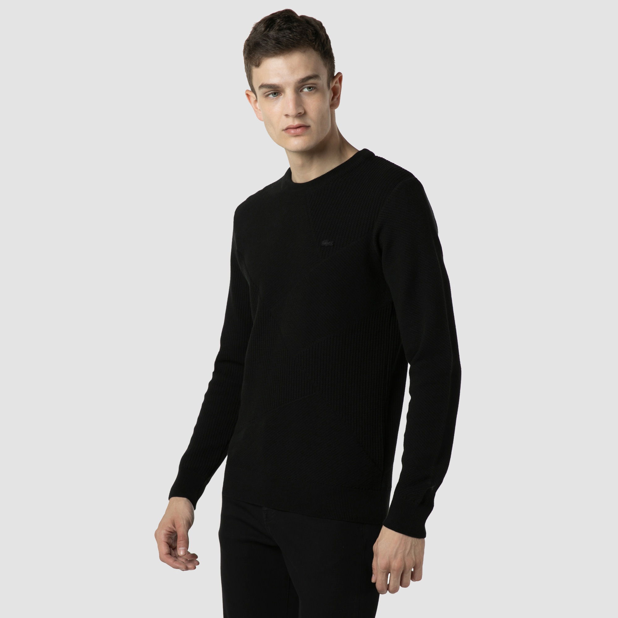 Lacoste Erkek Regular Fit Bisiklet Yaka Siyah Kazak