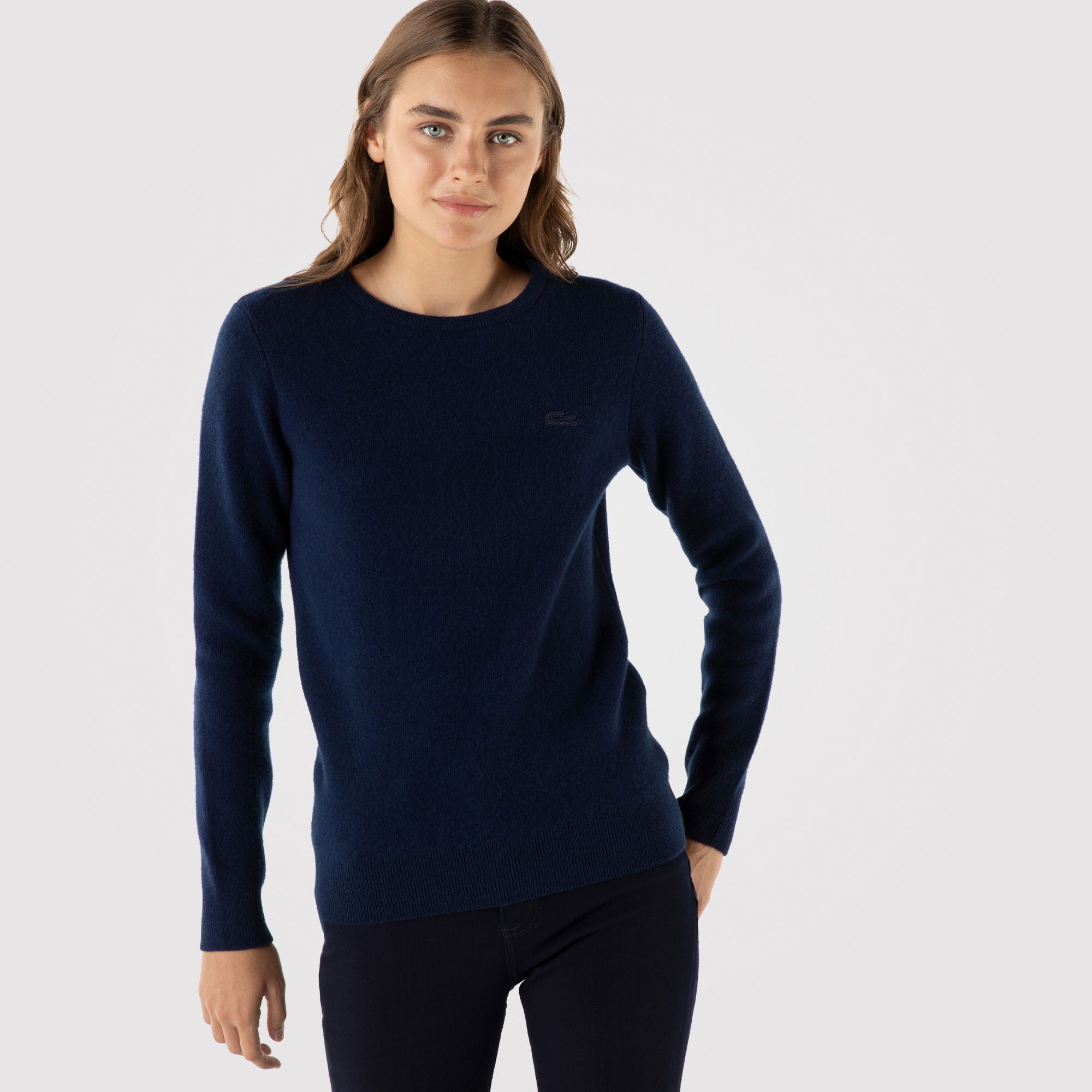 Lacoste Kadın Bisiklet Yaka Lacivert Kazak