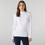 Lacoste Kadın Slim Fit Uzun Kollu Boğazlı Yaka Beyaz T-Shirt
