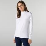 Lacoste Kadın Slim Fit Uzun Kollu Boğazlı Yaka Beyaz T-Shirt