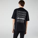 Lacoste L!VE Erkek Relaxed Fit Bisiklet Yaka Baskılı Siyah T-Shirt