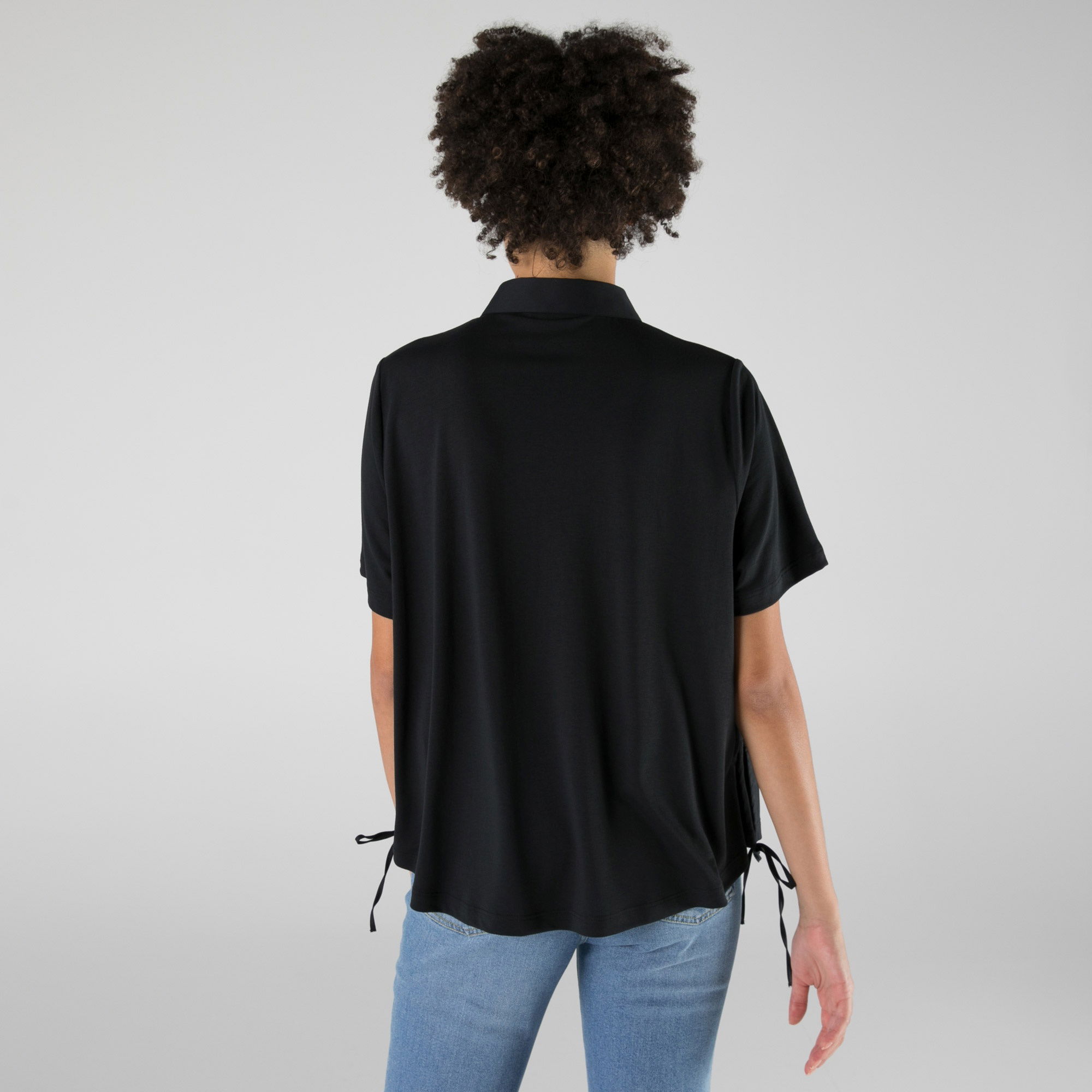 Lacoste Kadın Loose Fit Kısa Kollu Siyah Gömlek