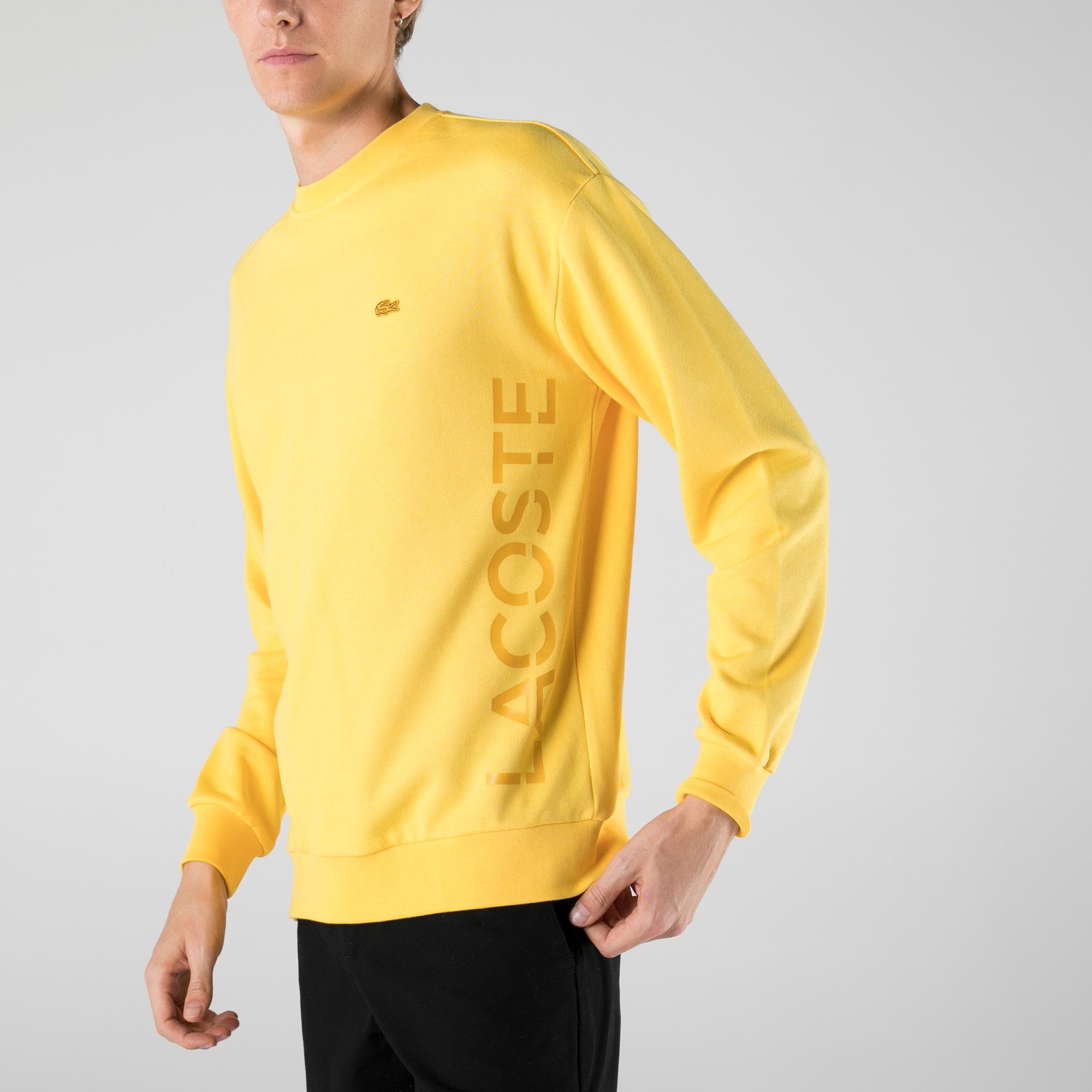 Lacoste Erkek Slim Fit Bisiklet Yaka Baskılı Sarı Sweatshirt