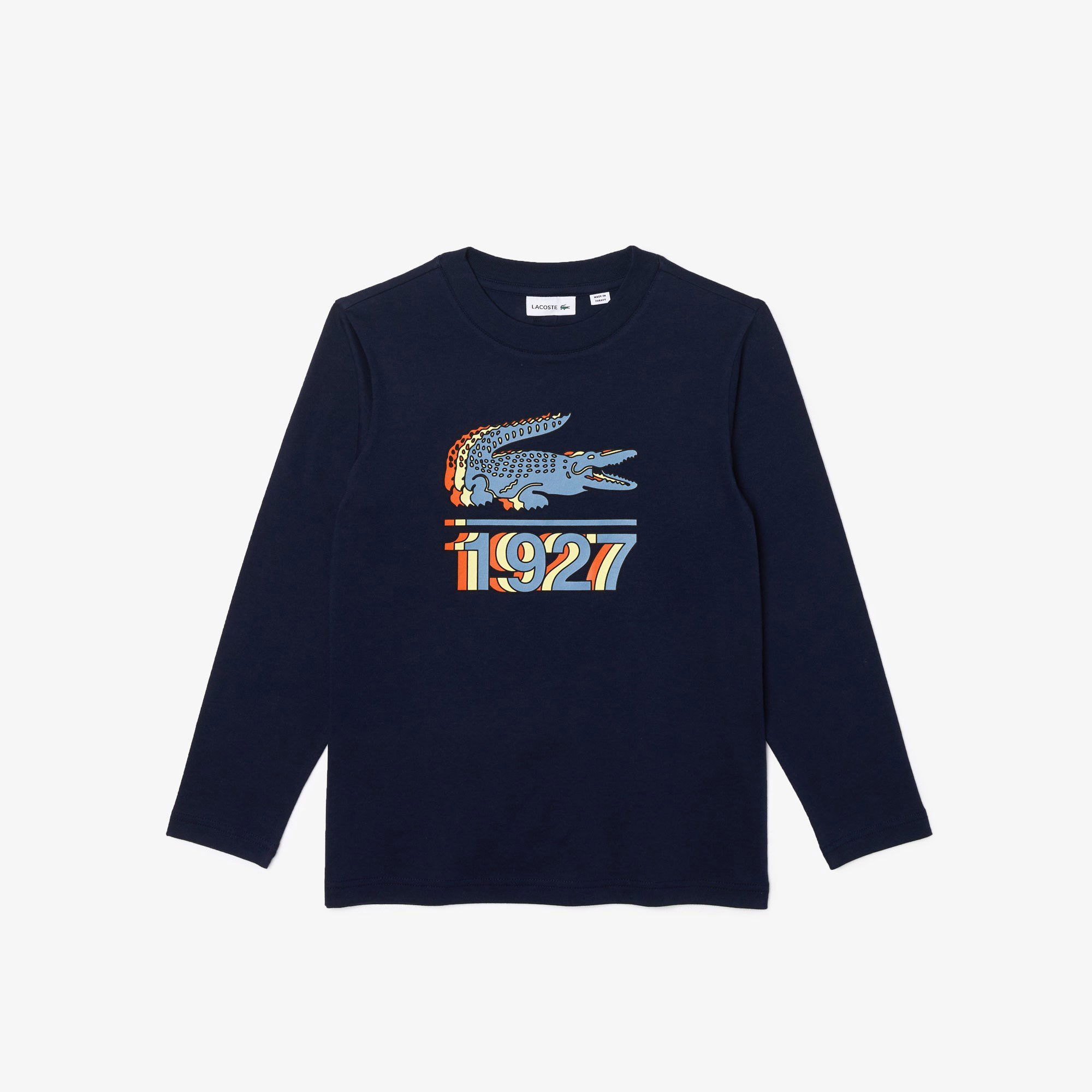 Lacoste Erkek Çocuk Uzun Kollu Bisiklet Yaka Baskılı Lacivert T-Shirt