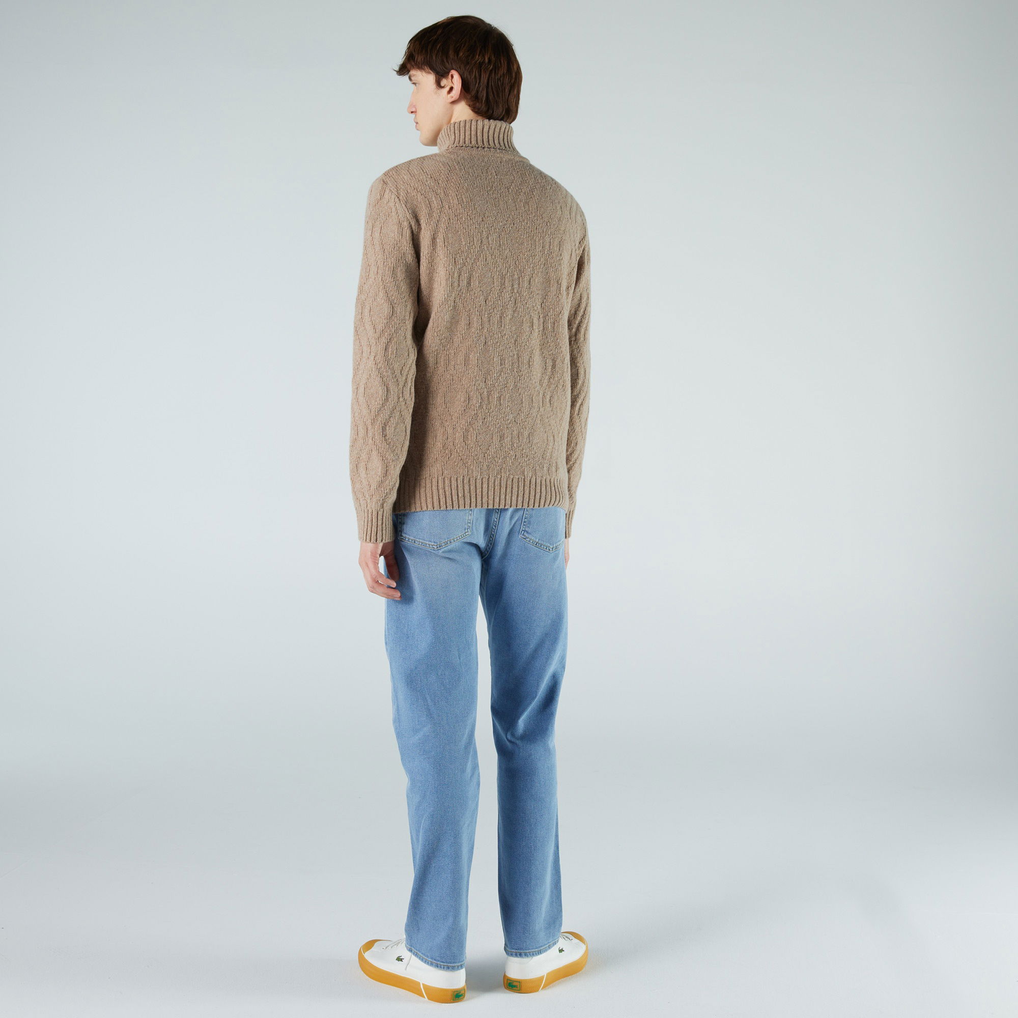 Lacoste Erkek Regular Fit Boğazlı Yaka Bej Kazak