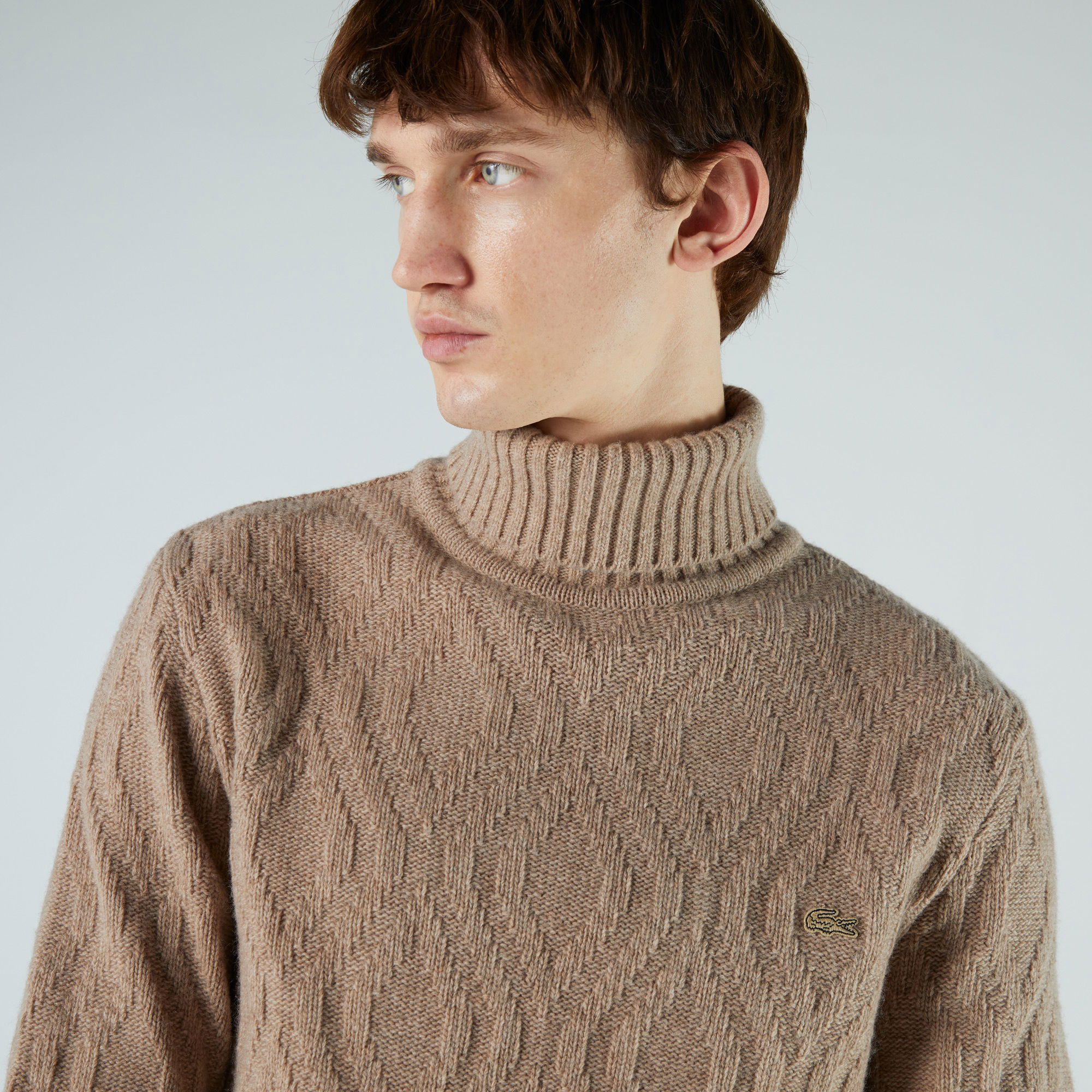 Lacoste Erkek Regular Fit Boğazlı Yaka Bej Kazak
