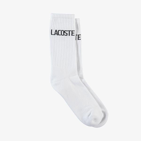 Lacoste Unisex Baskılı Beyaz Uzun Çorap
