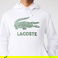 Lacoste Erkek Classic Fit Kapüşonlu Baskılı Beyaz Sweatshirt