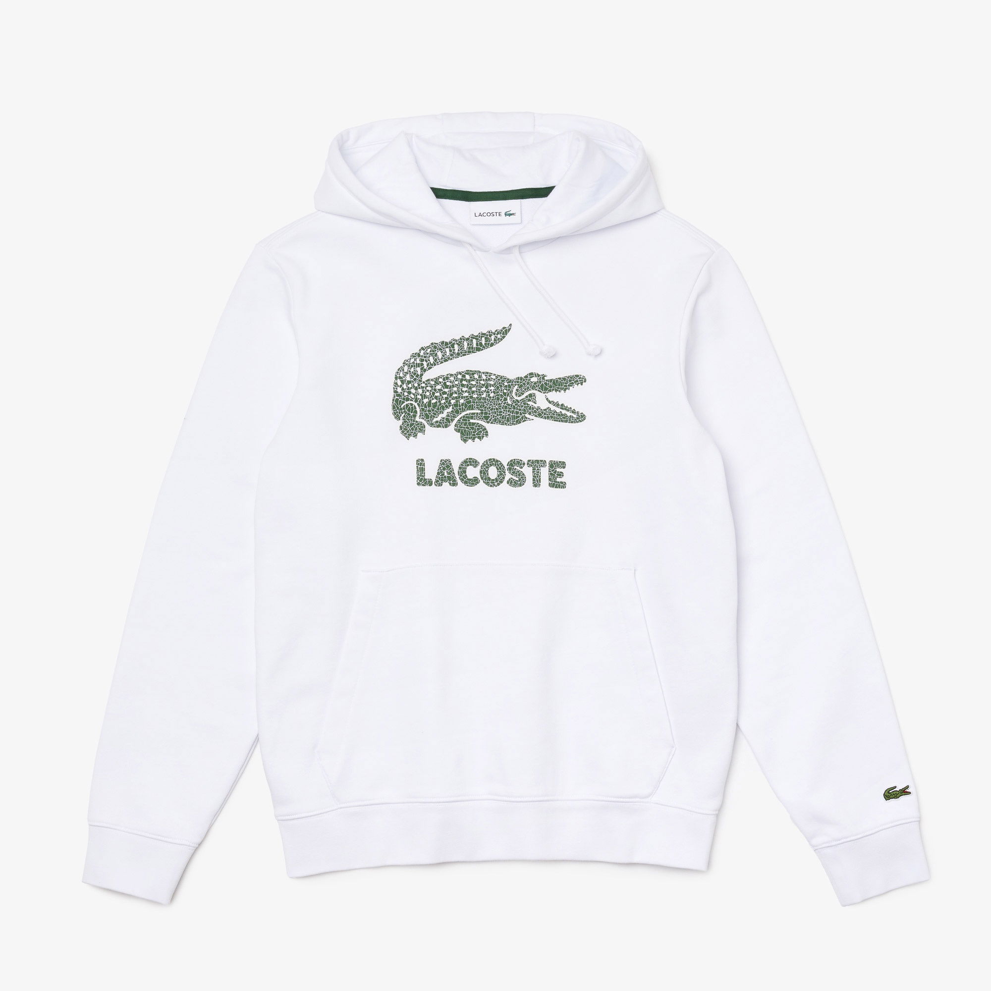 Lacoste Erkek Classic Fit Kapüşonlu Baskılı Beyaz Sweatshirt