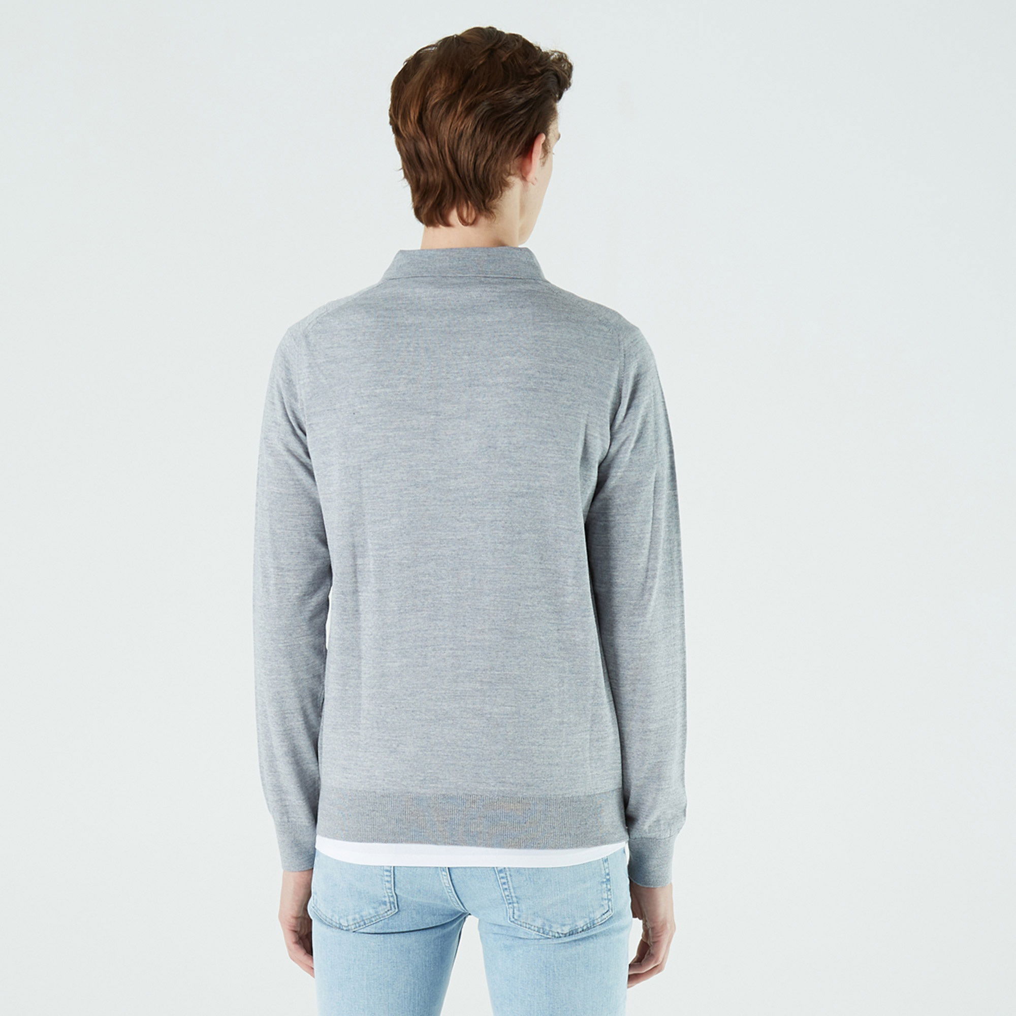 Lacoste Erkek Regular Fit Düğmeli Polo Yaka Gri Kazak
