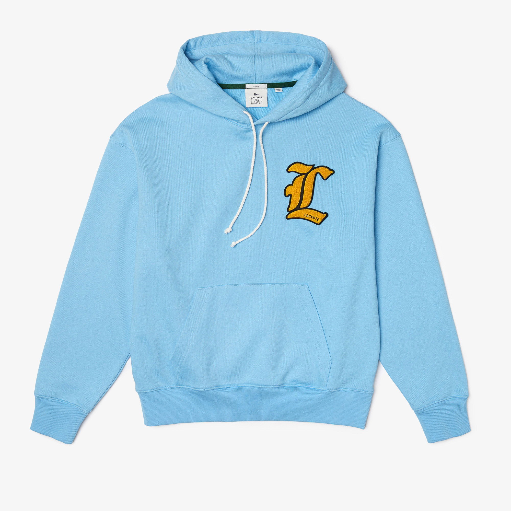 Lacoste L!VE Unisex Relaxed Fit Kapüşonlu Mavi Sweatshirt
