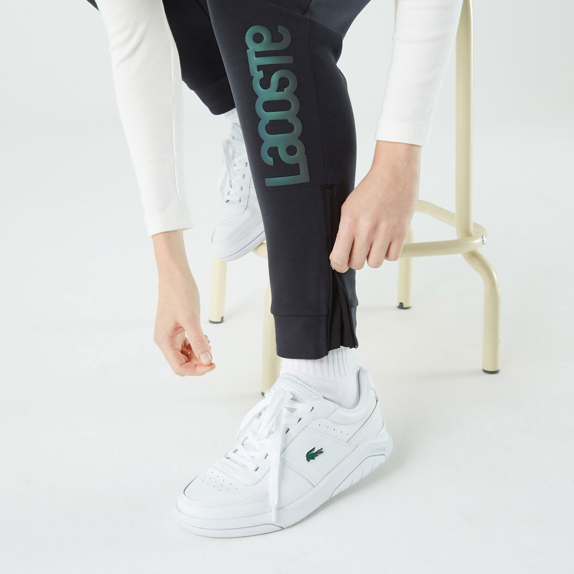 Lacoste Kadın Slim Fit Baskılı Siyah Eşofman Altı