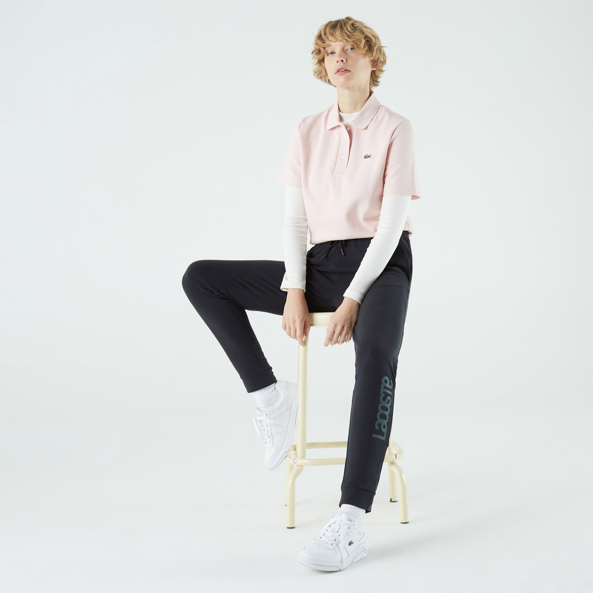 Lacoste Kadın Slim Fit Baskılı Siyah Eşofman Altı