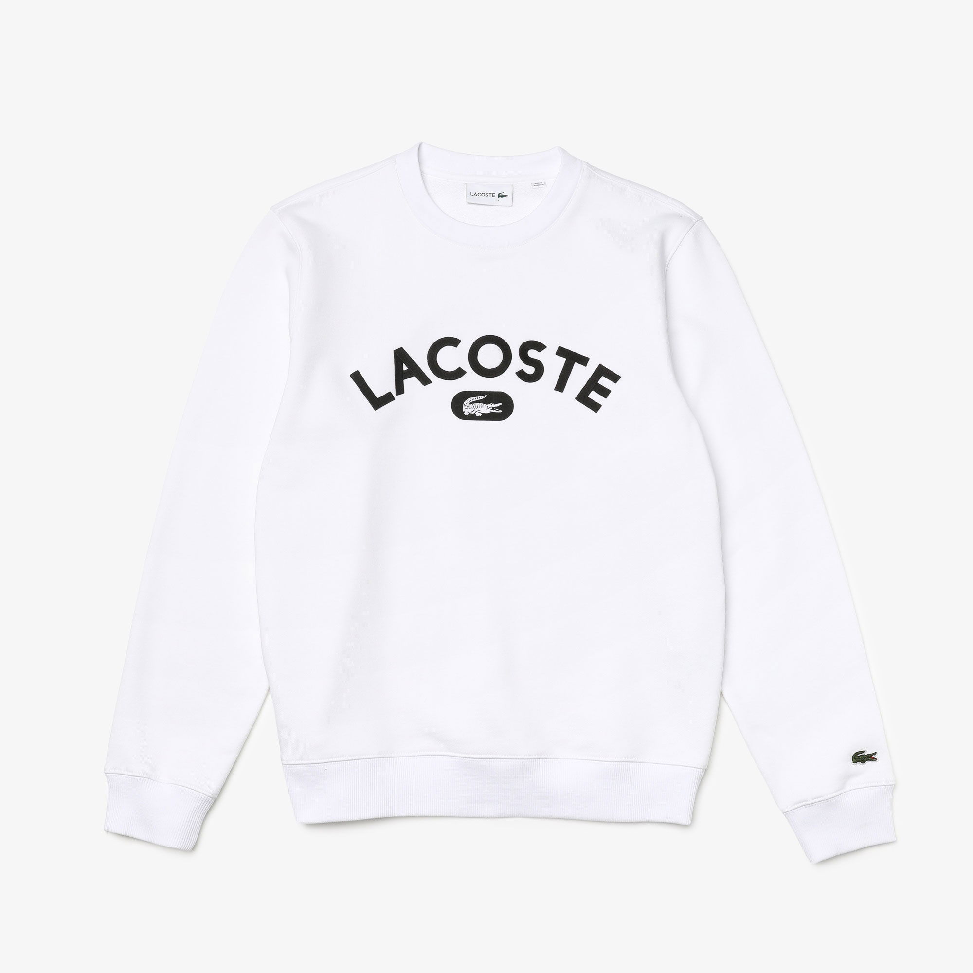 Lacoste Erkek Classic Fit Baskılı Beyaz Sweatshirt