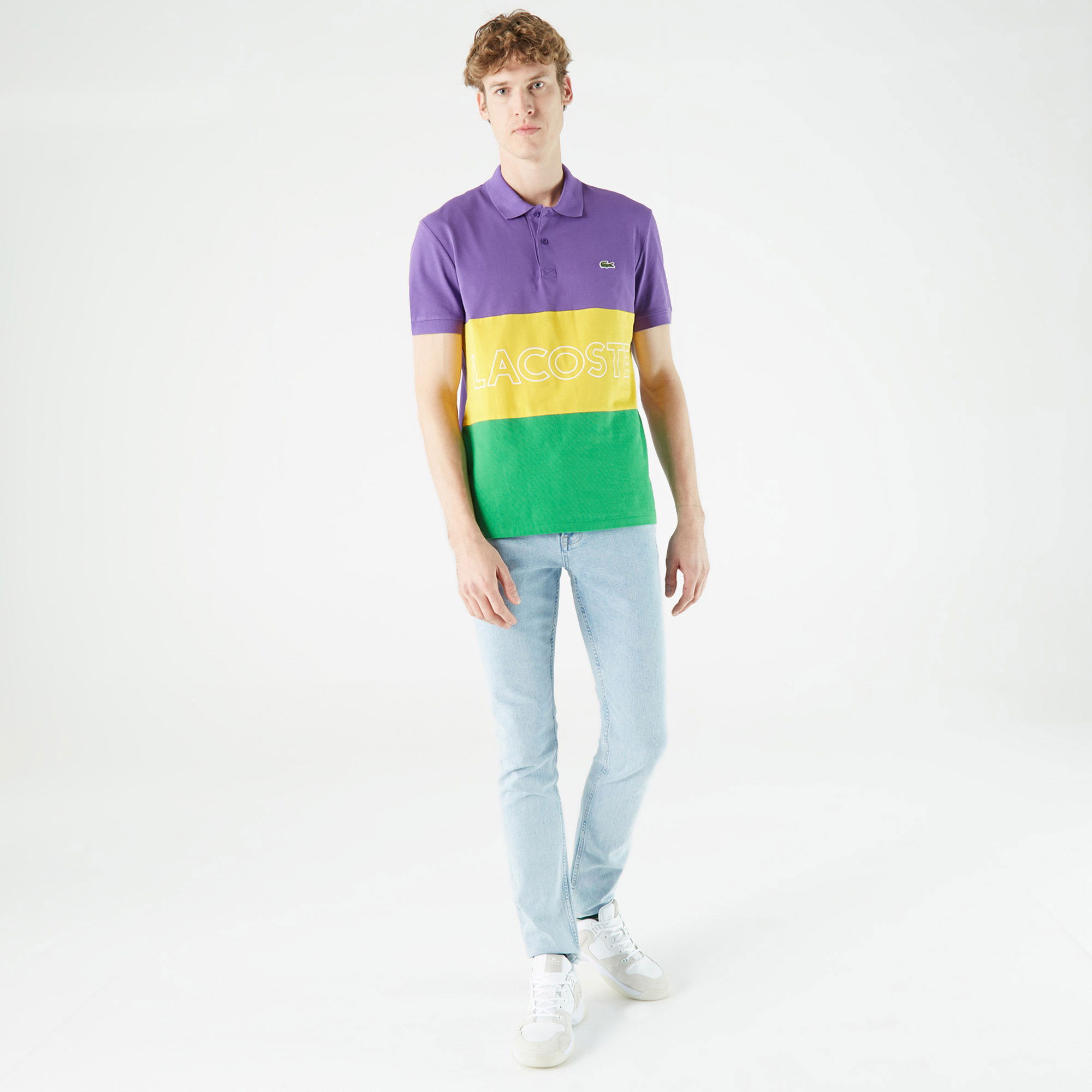 Lacoste Erkek Regular Fit Renk Bloklu Mor Polo